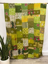 Patchwork Vintage Cotton Kantha Quilt - Twin