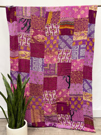 Patchwork Vintage Cotton Kantha Quilt - Twin
