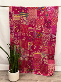 Patchwork Vintage Cotton Kantha Quilt - Twin