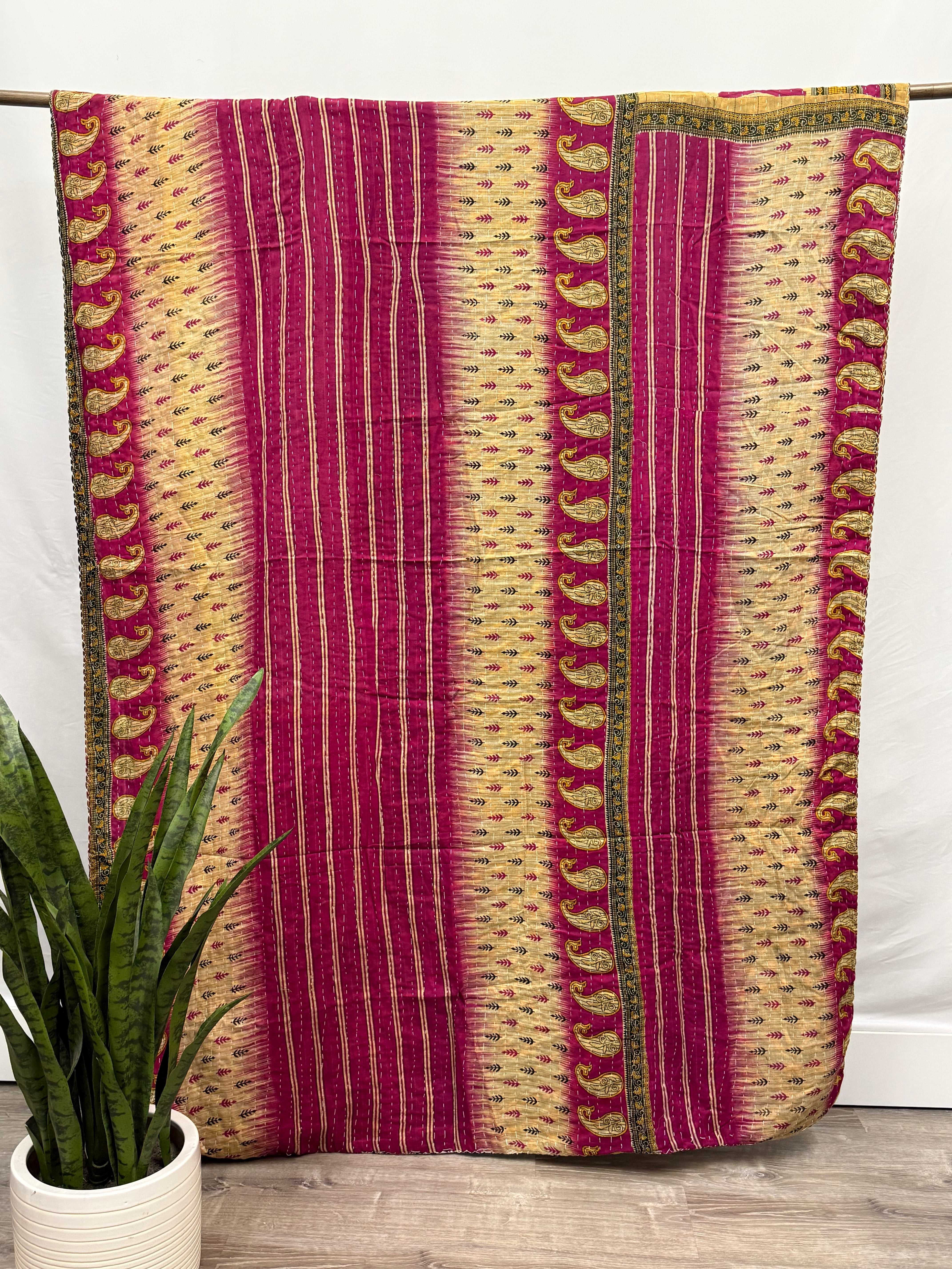 Twin Vintage Cotton Kantha Quilt