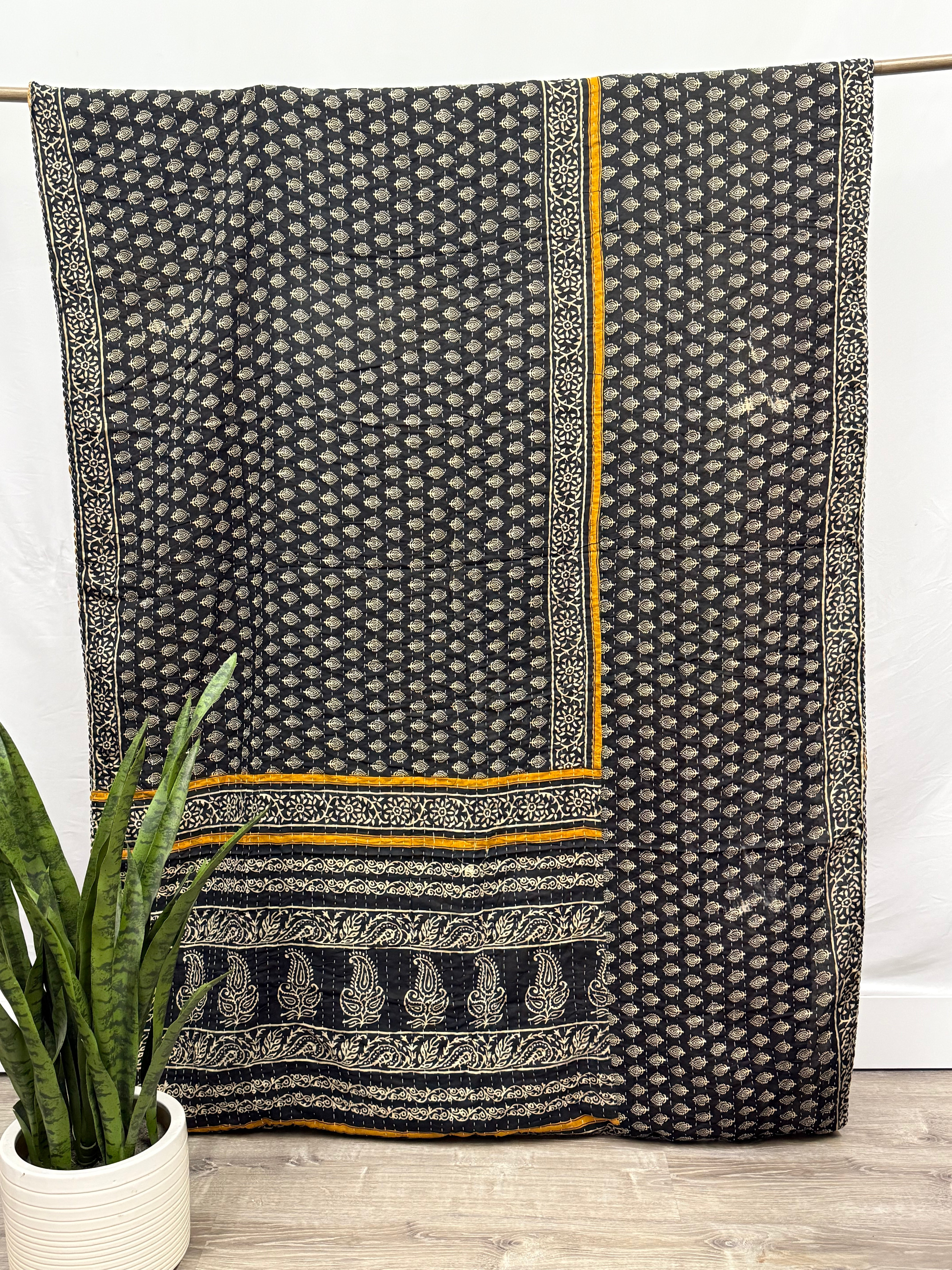 Twin Vintage Cotton Kantha Quilt