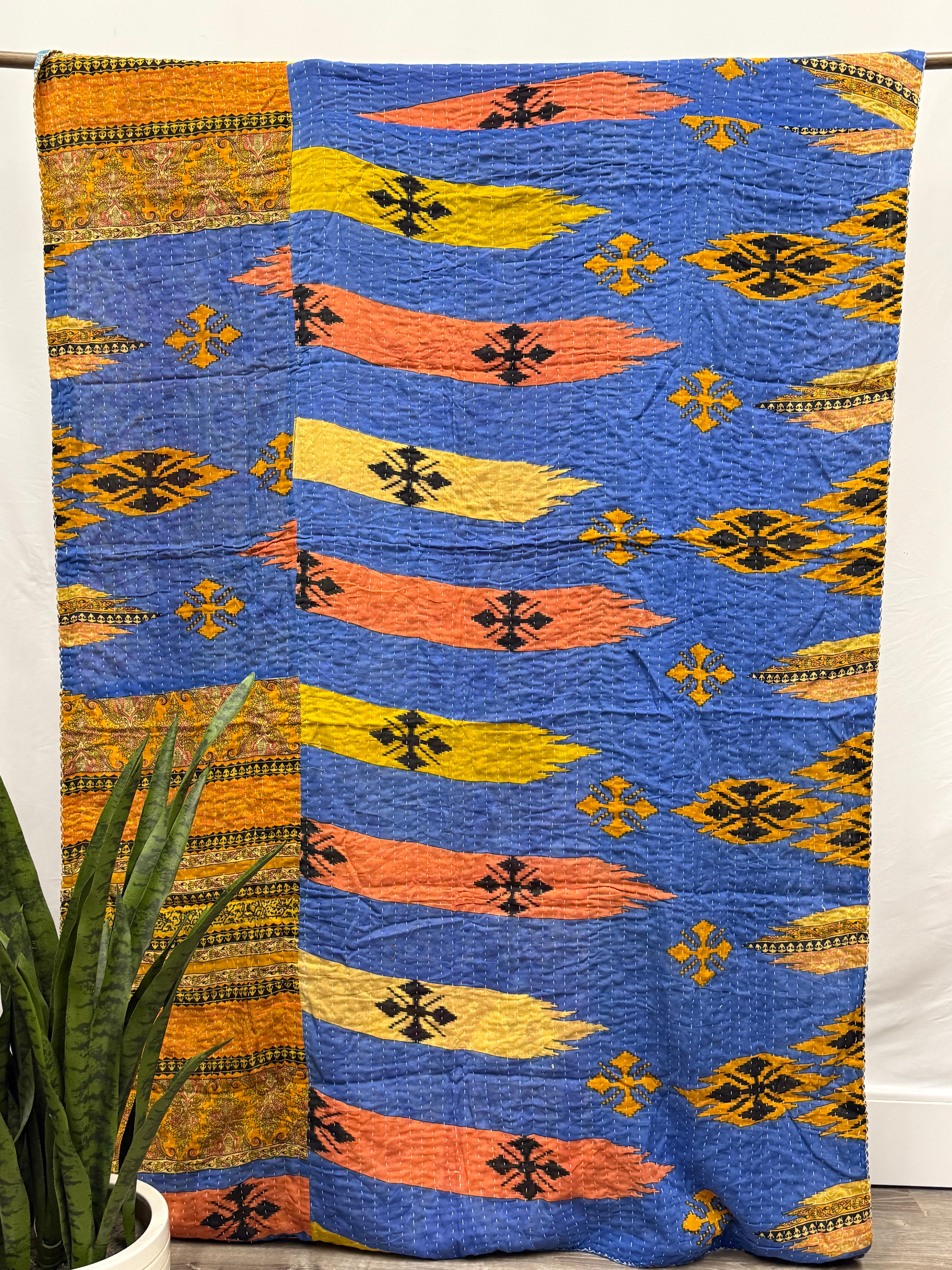 Twin Vintage Cotton Kantha Quilt