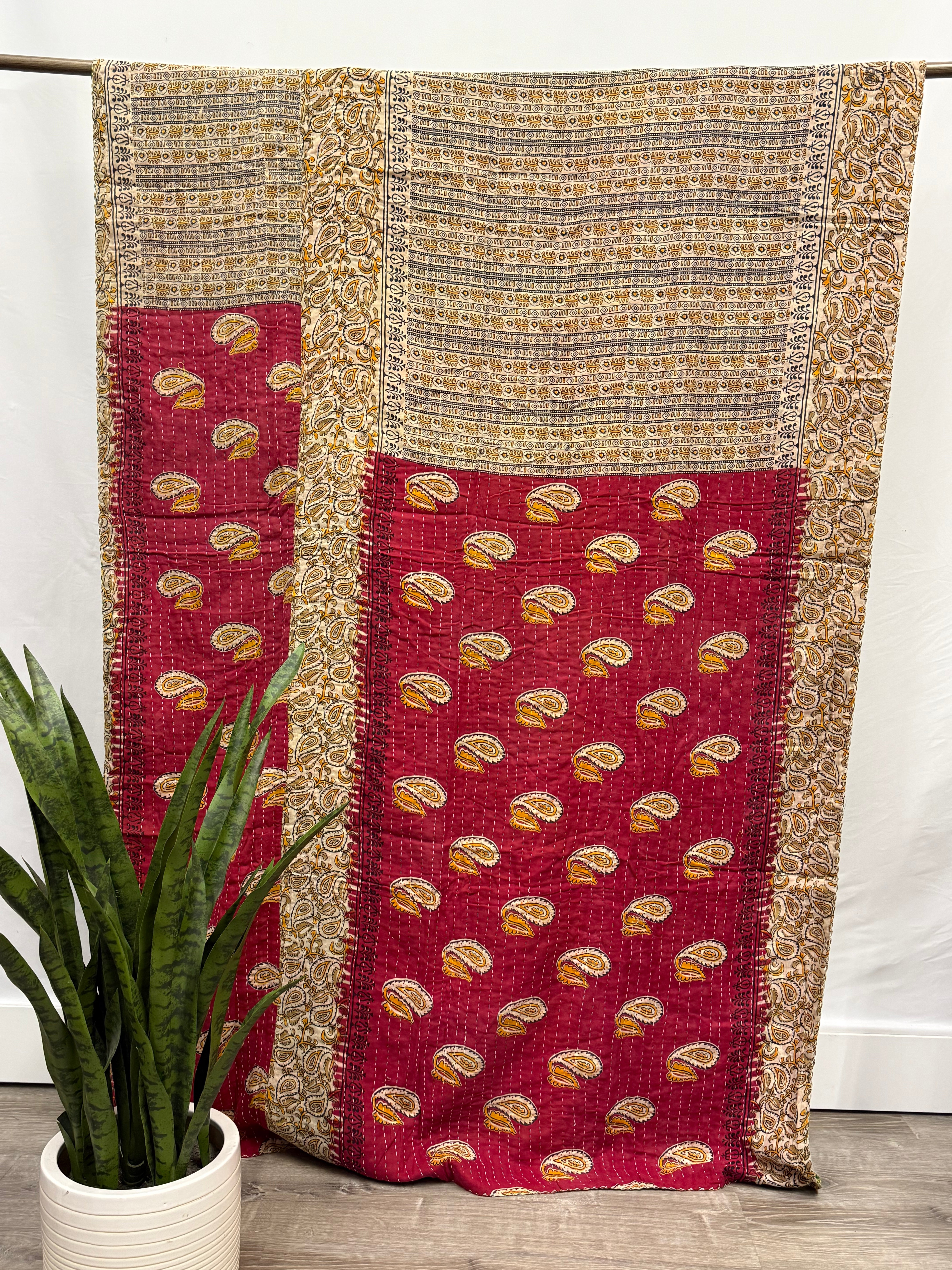 Twin Vintage Cotton Kantha Quilt