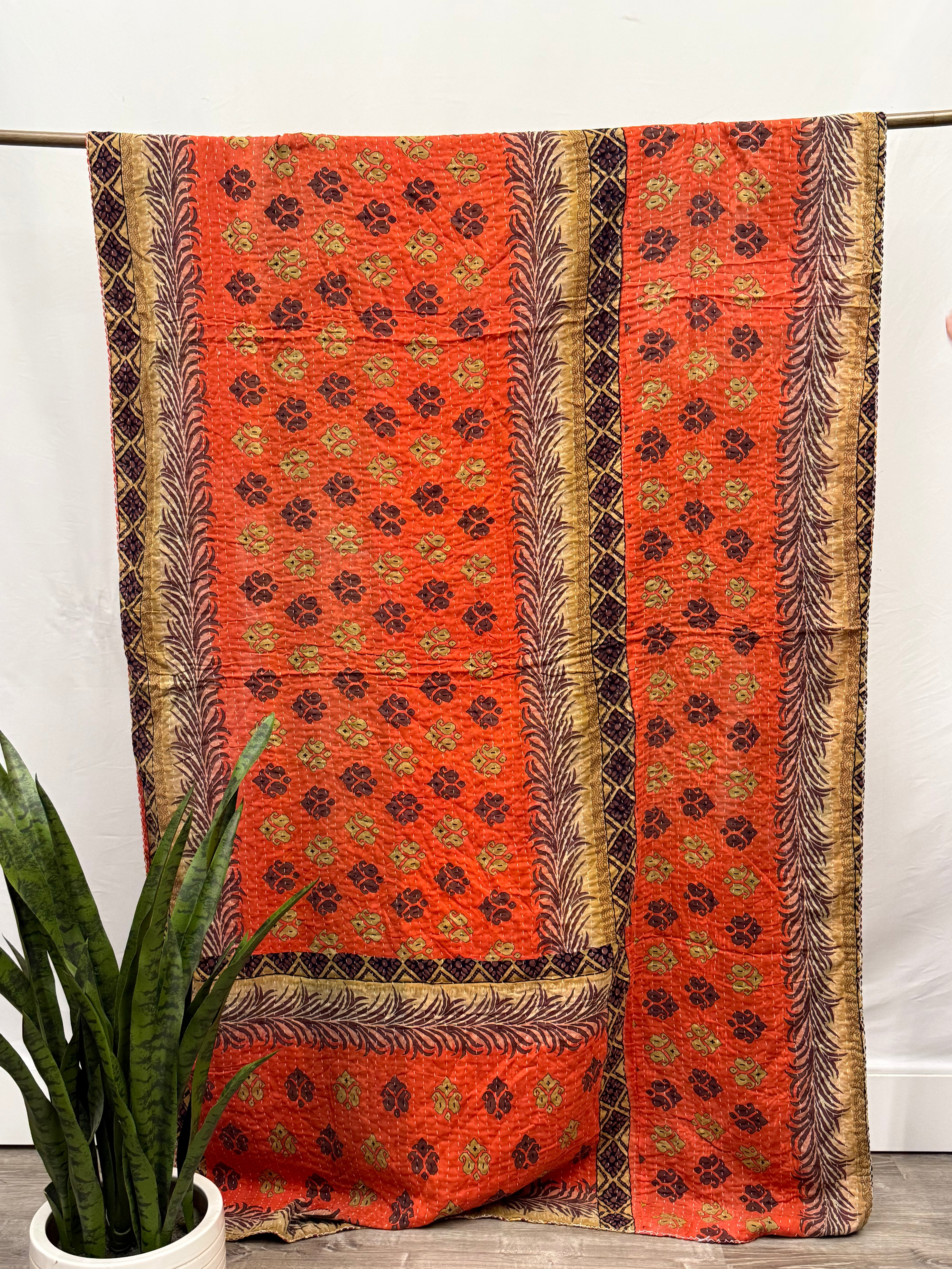 Twin Vintage Cotton Kantha Quilt