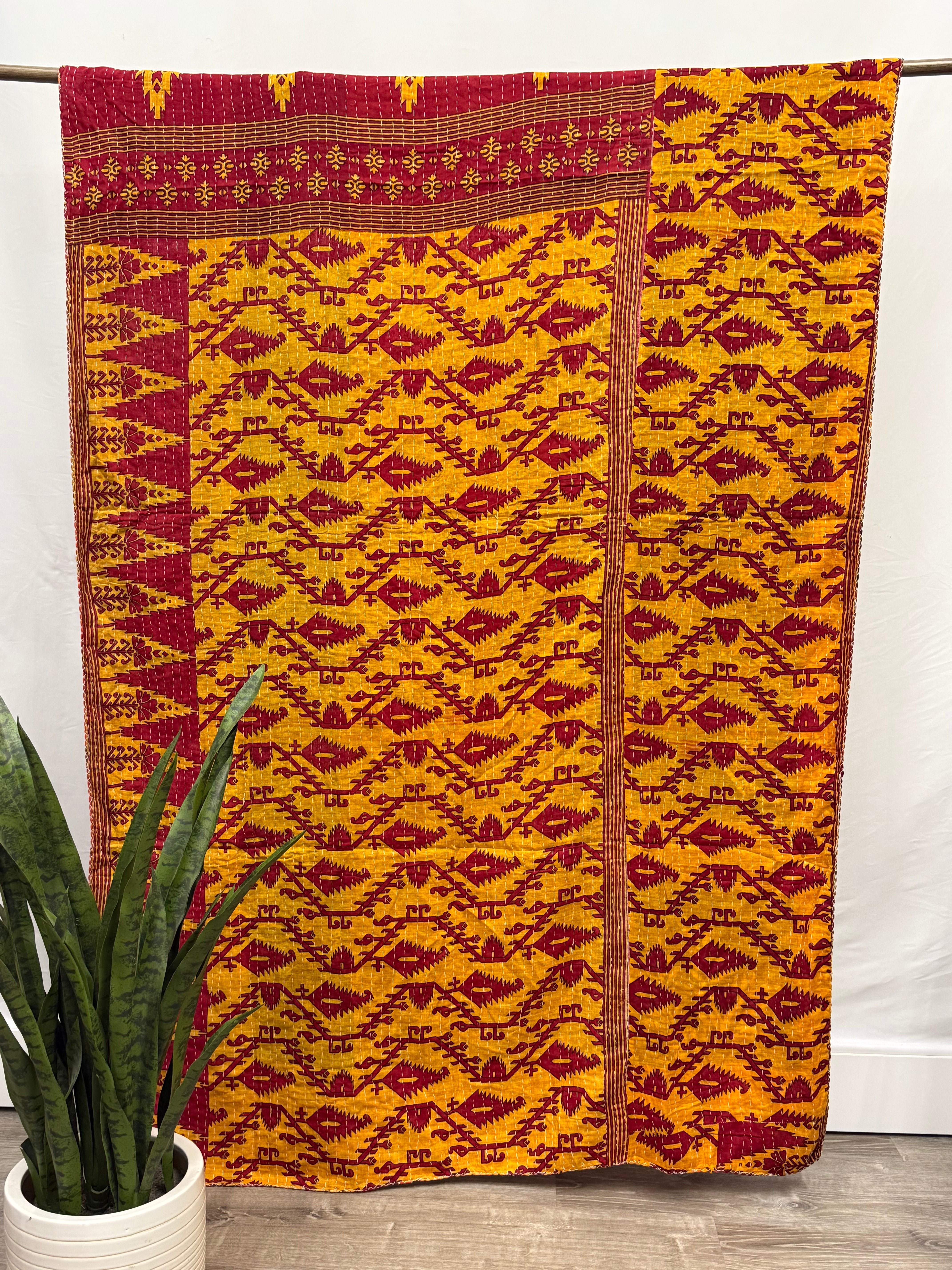 Twin Vintage Cotton Kantha Quilt