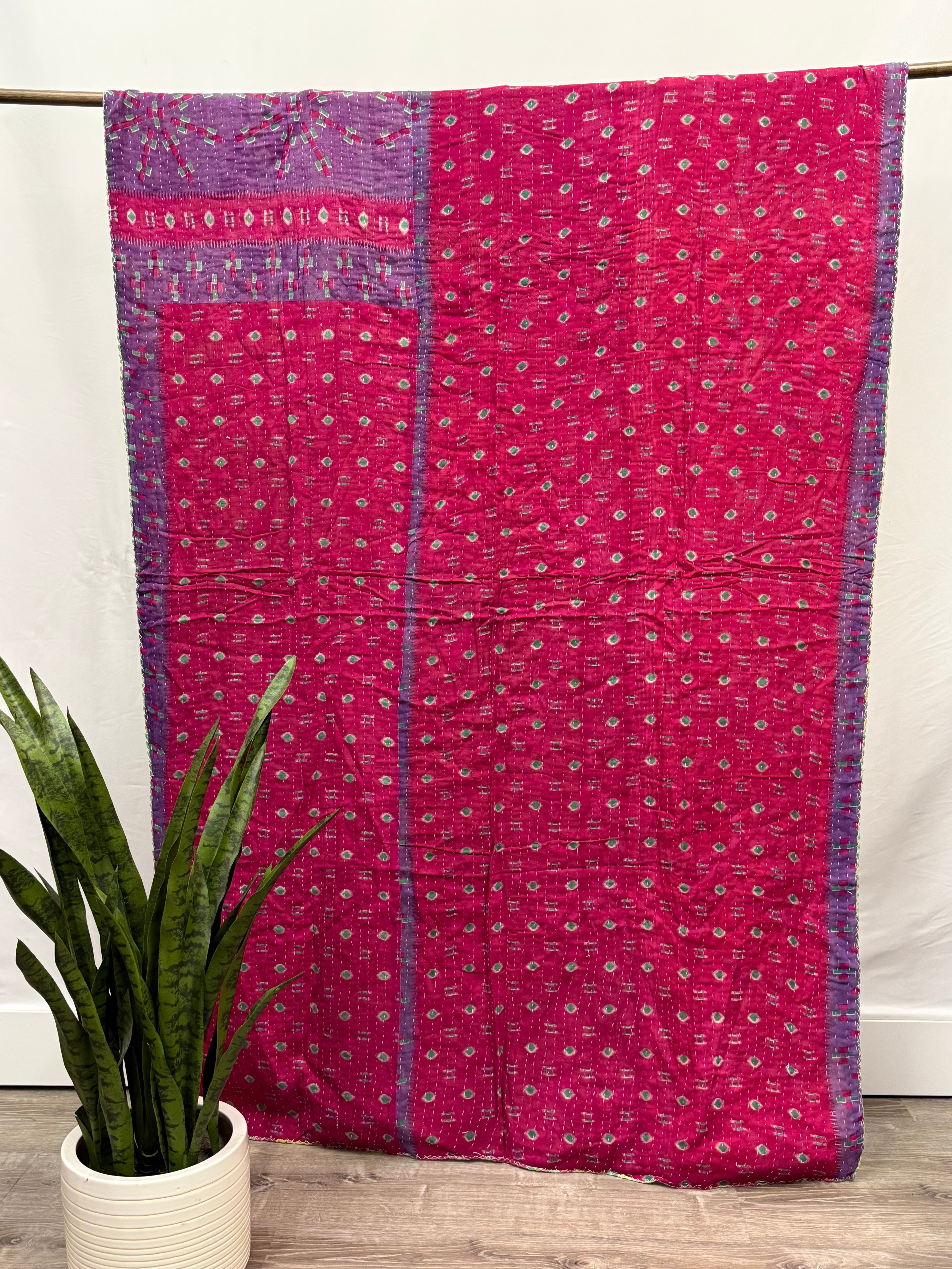 Twin Vintage Cotton Kantha Quilt