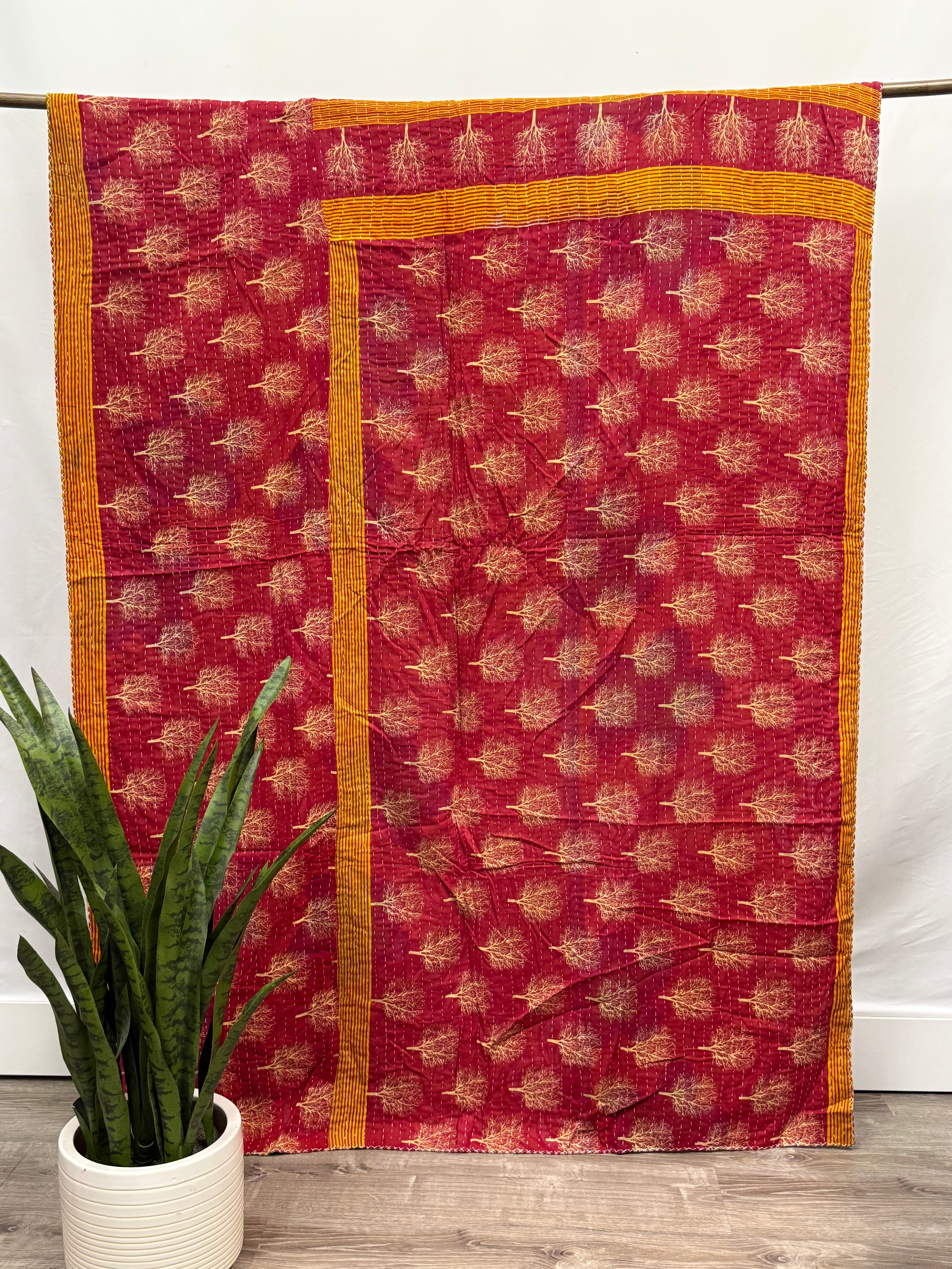 Twin Vintage Cotton Kantha Quilt