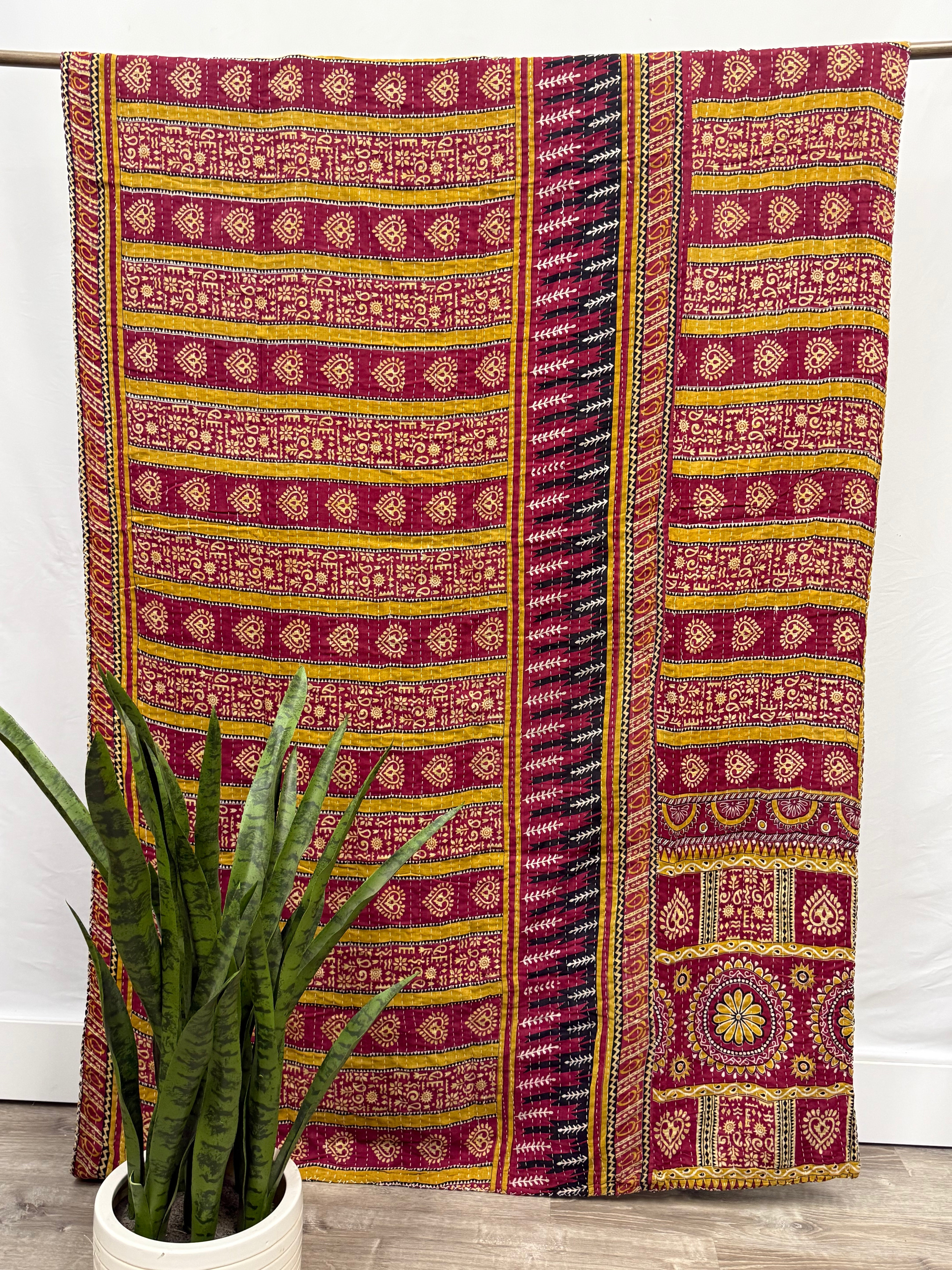 Twin Vintage Cotton Kantha Quilt