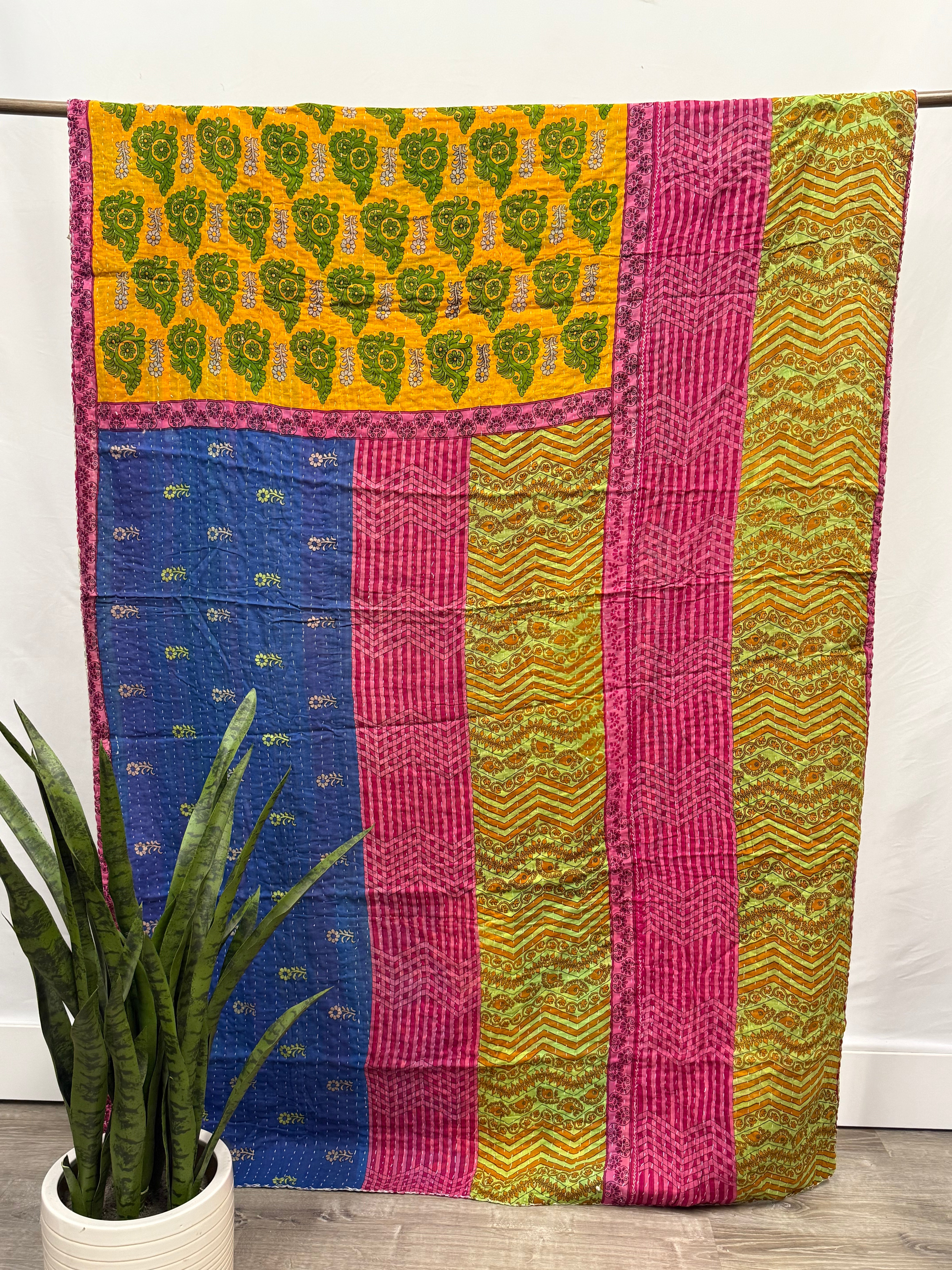 Twin Vintage Cotton Kantha Quilt
