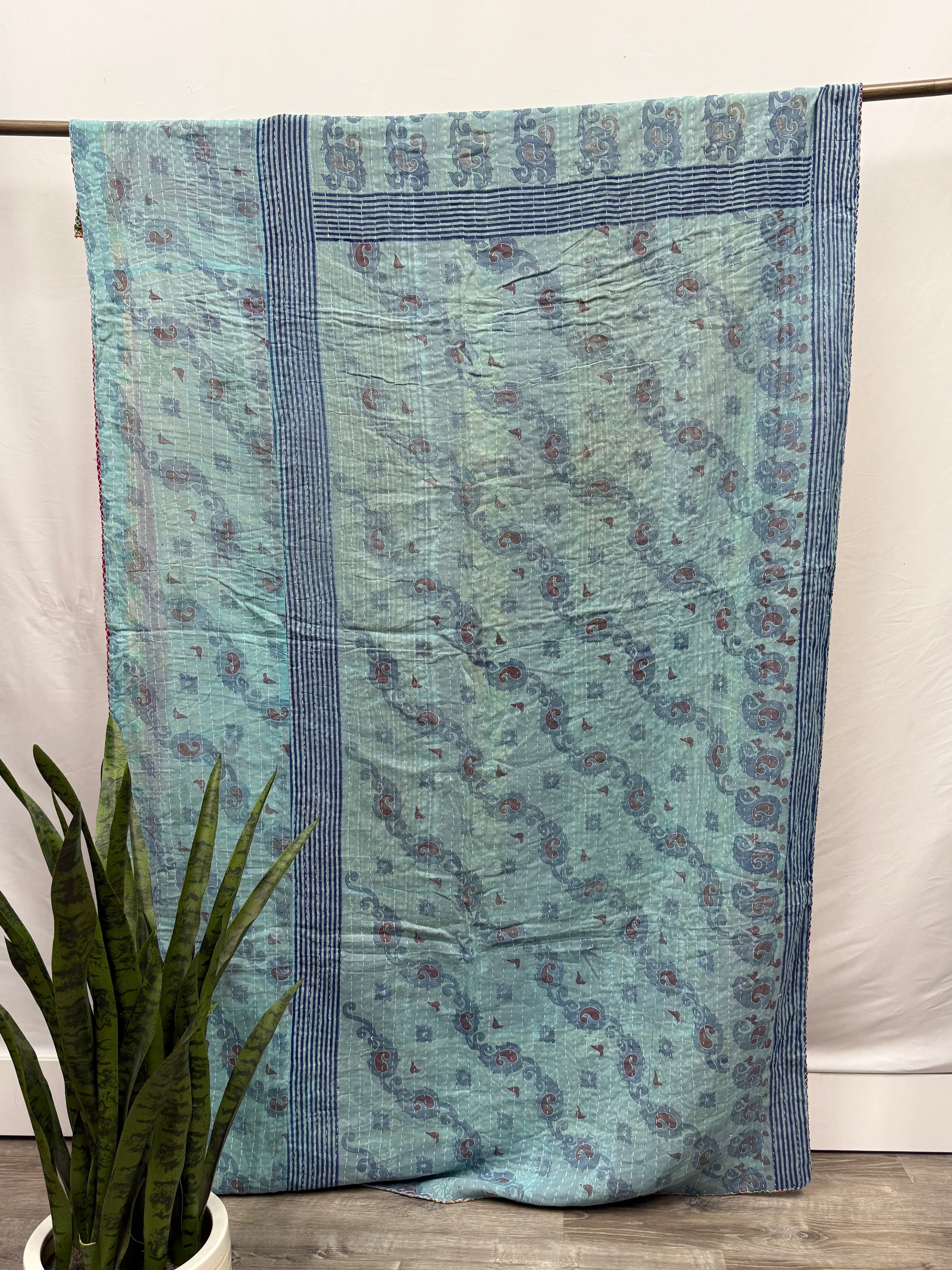 Twin Vintage Cotton Kantha Quilt
