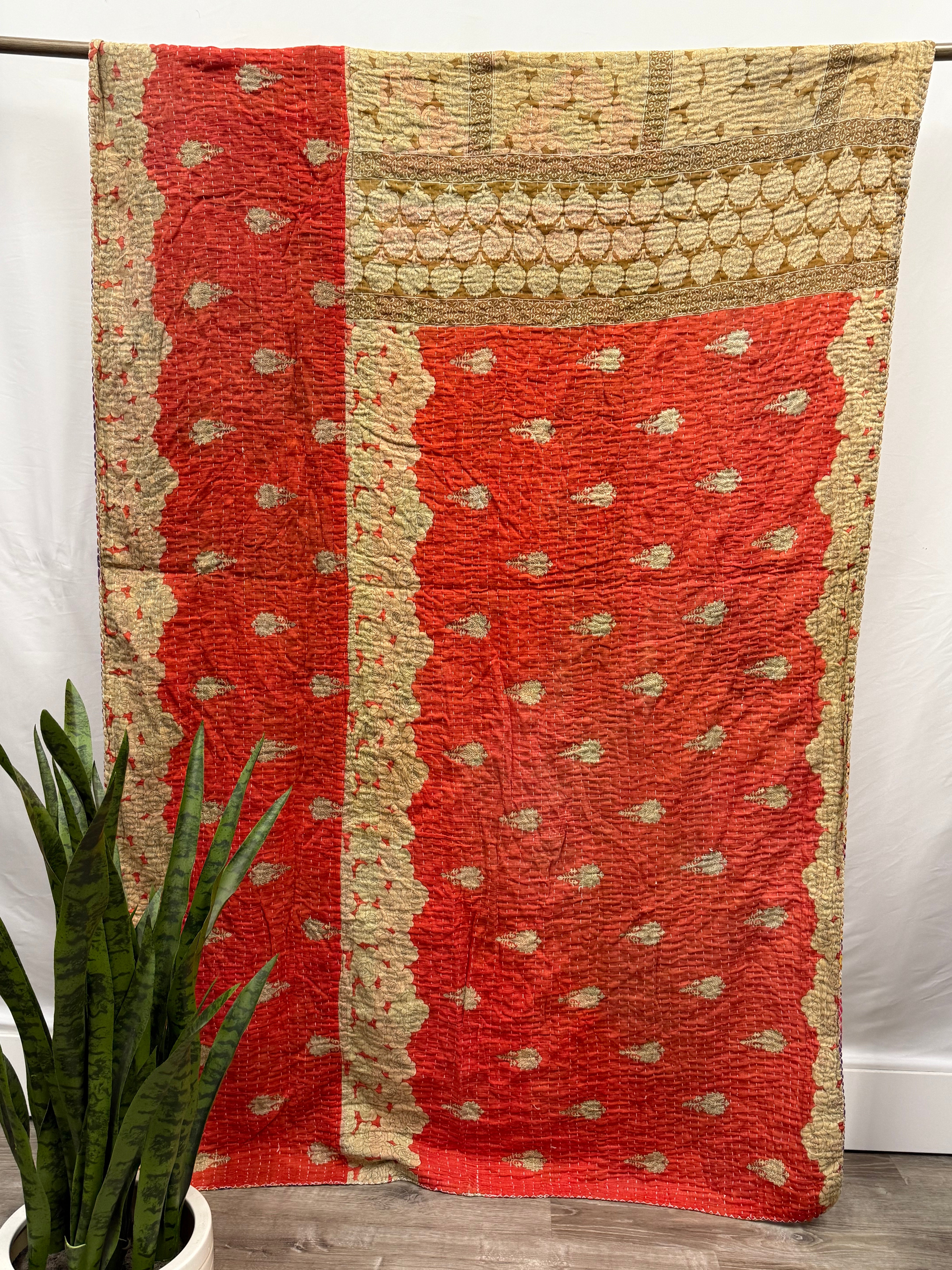 Twin Vintage Cotton Kantha Quilt
