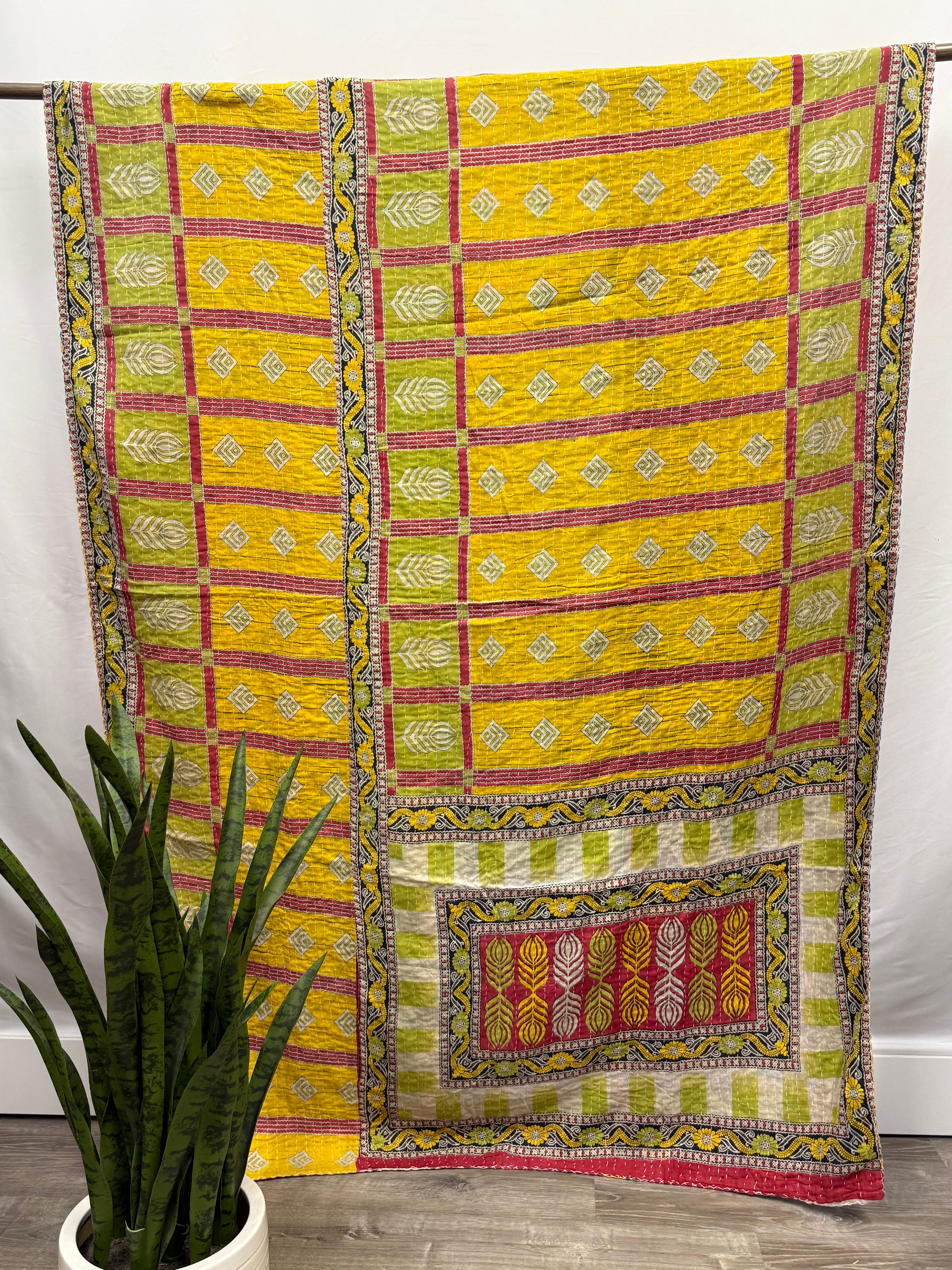 Twin Vintage Cotton Kantha Quilt