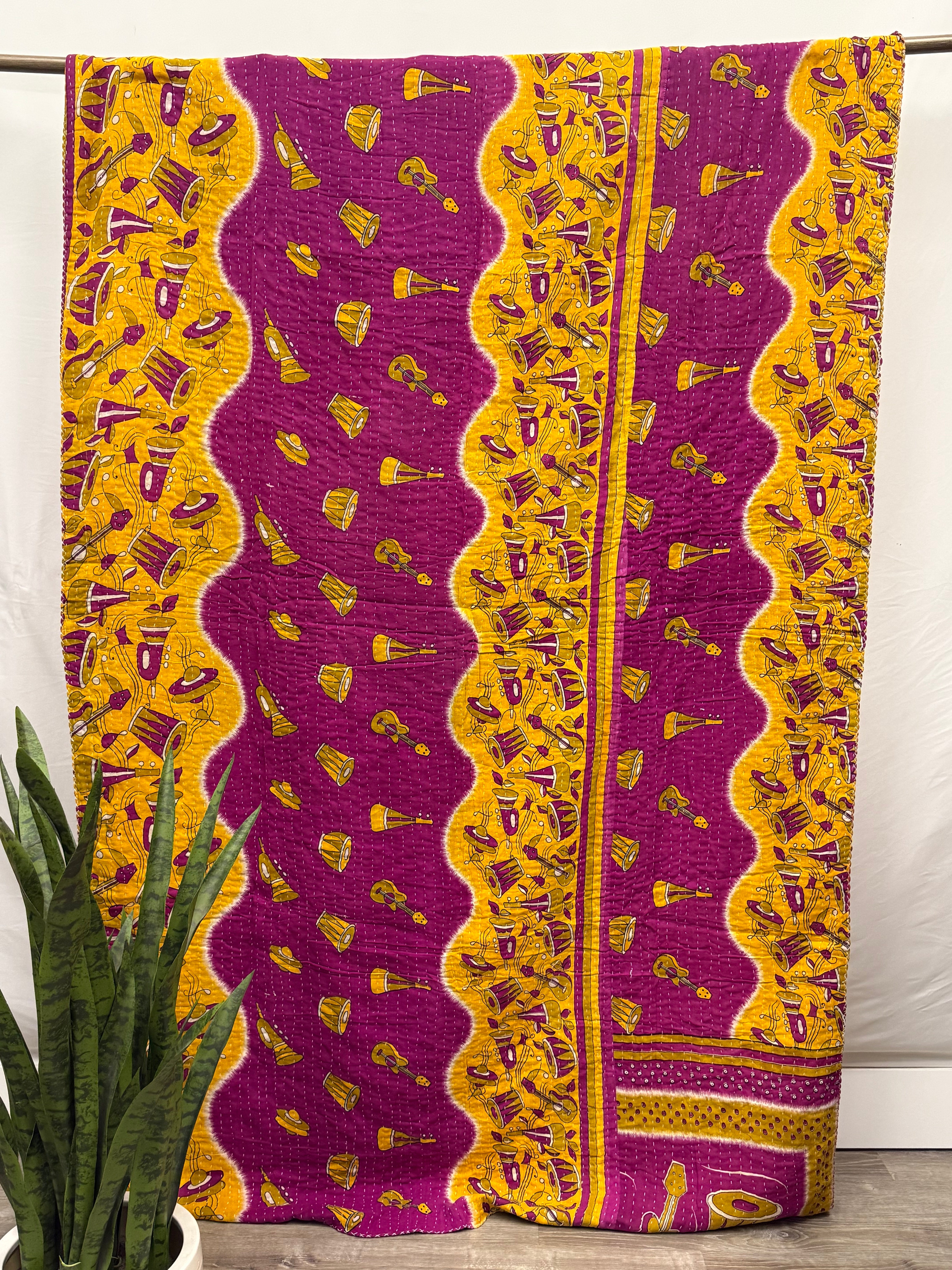 Twin Vintage Cotton Kantha Quilt