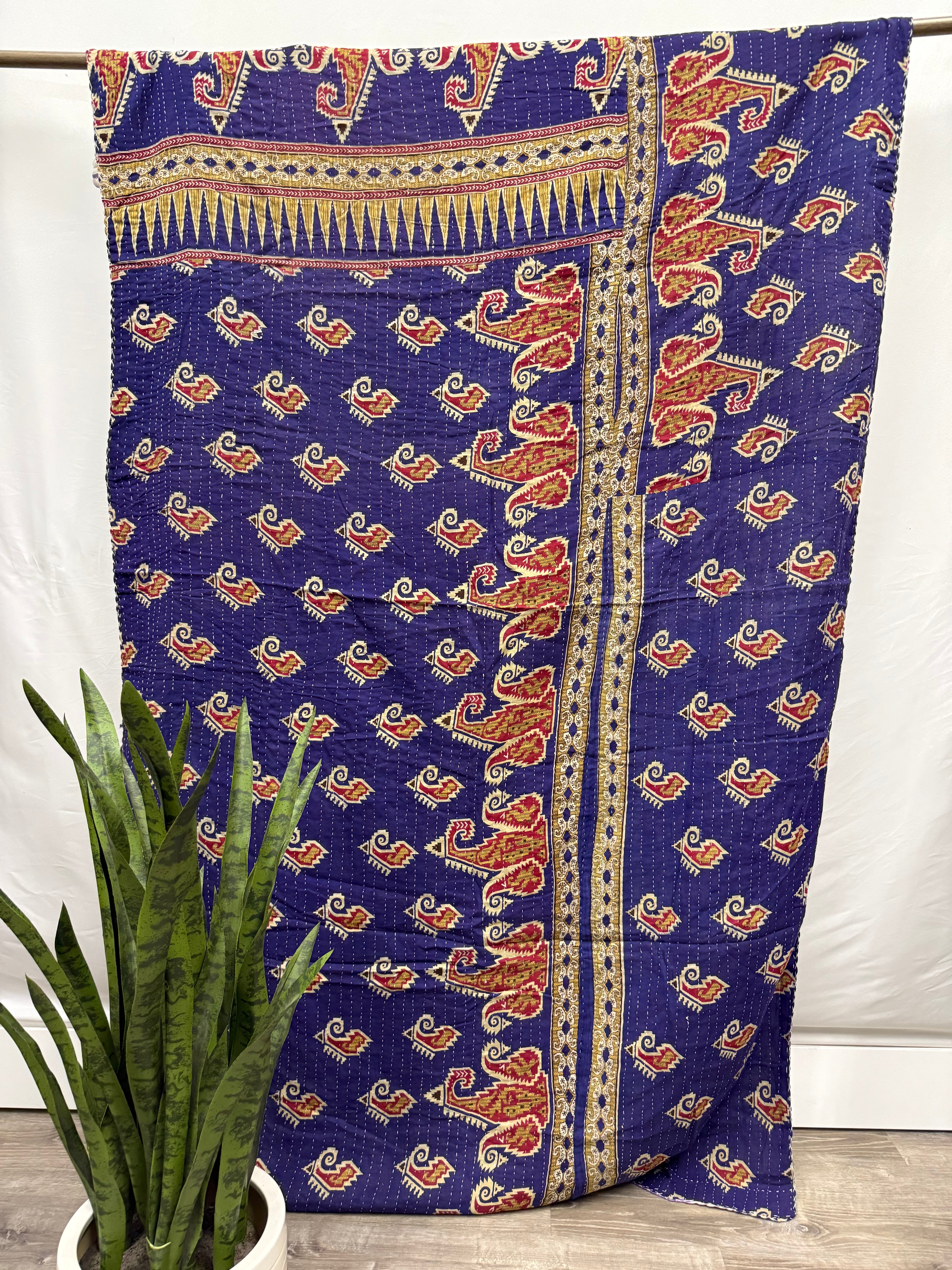 Twin Vintage Cotton Kantha Quilt