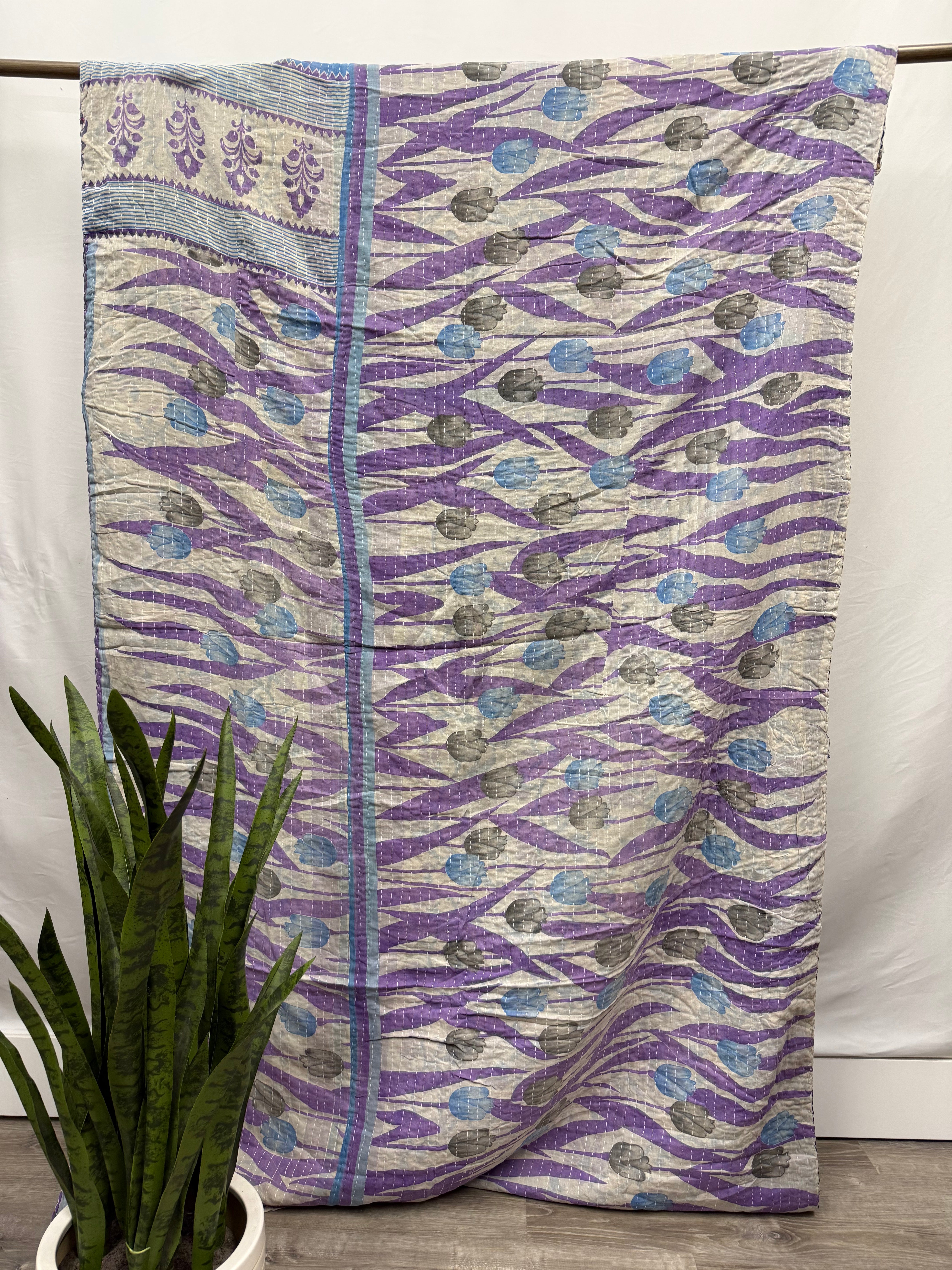 Twin Vintage Cotton Kantha Quilt