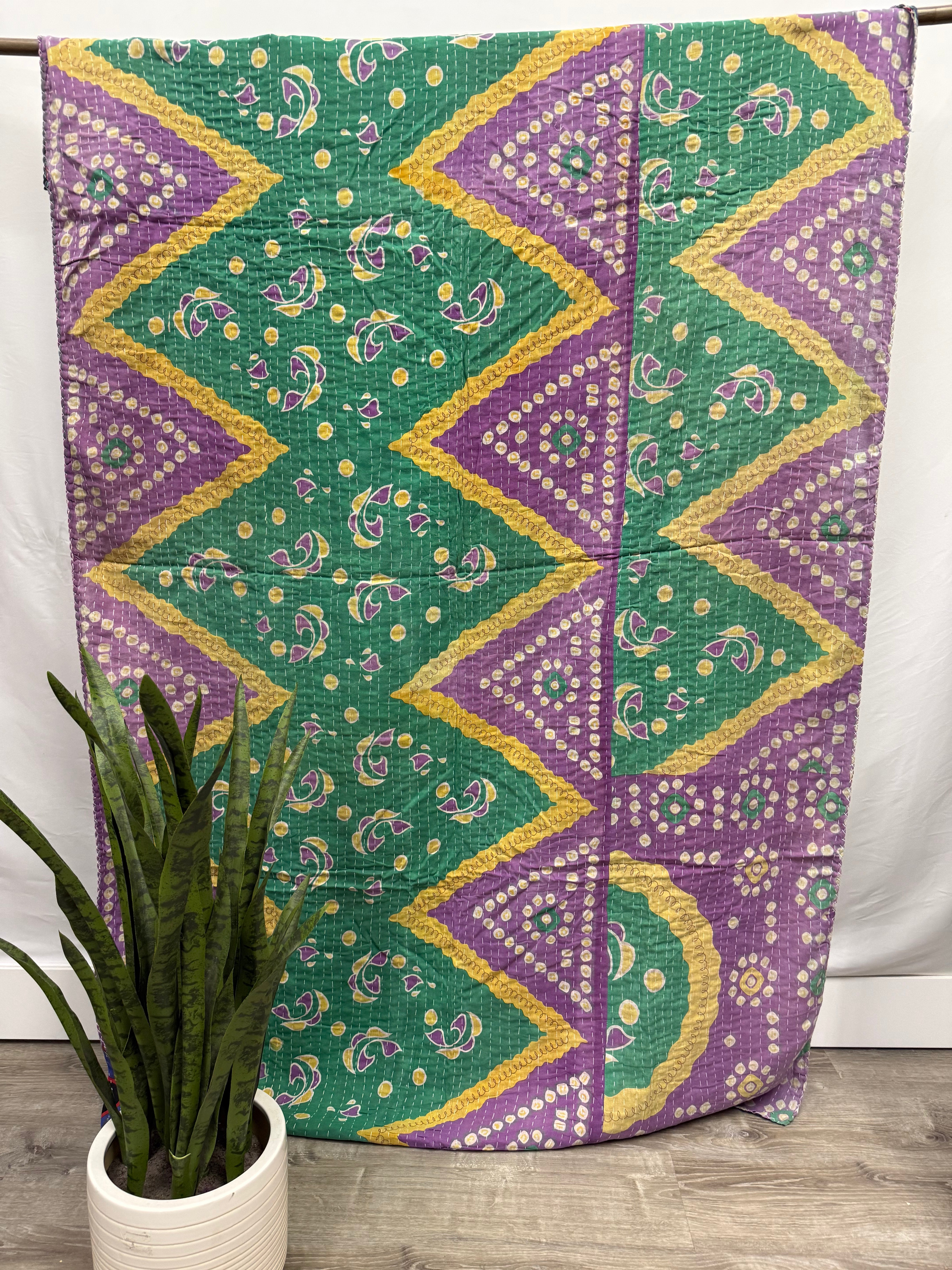 Twin Vintage Cotton Kantha Quilt