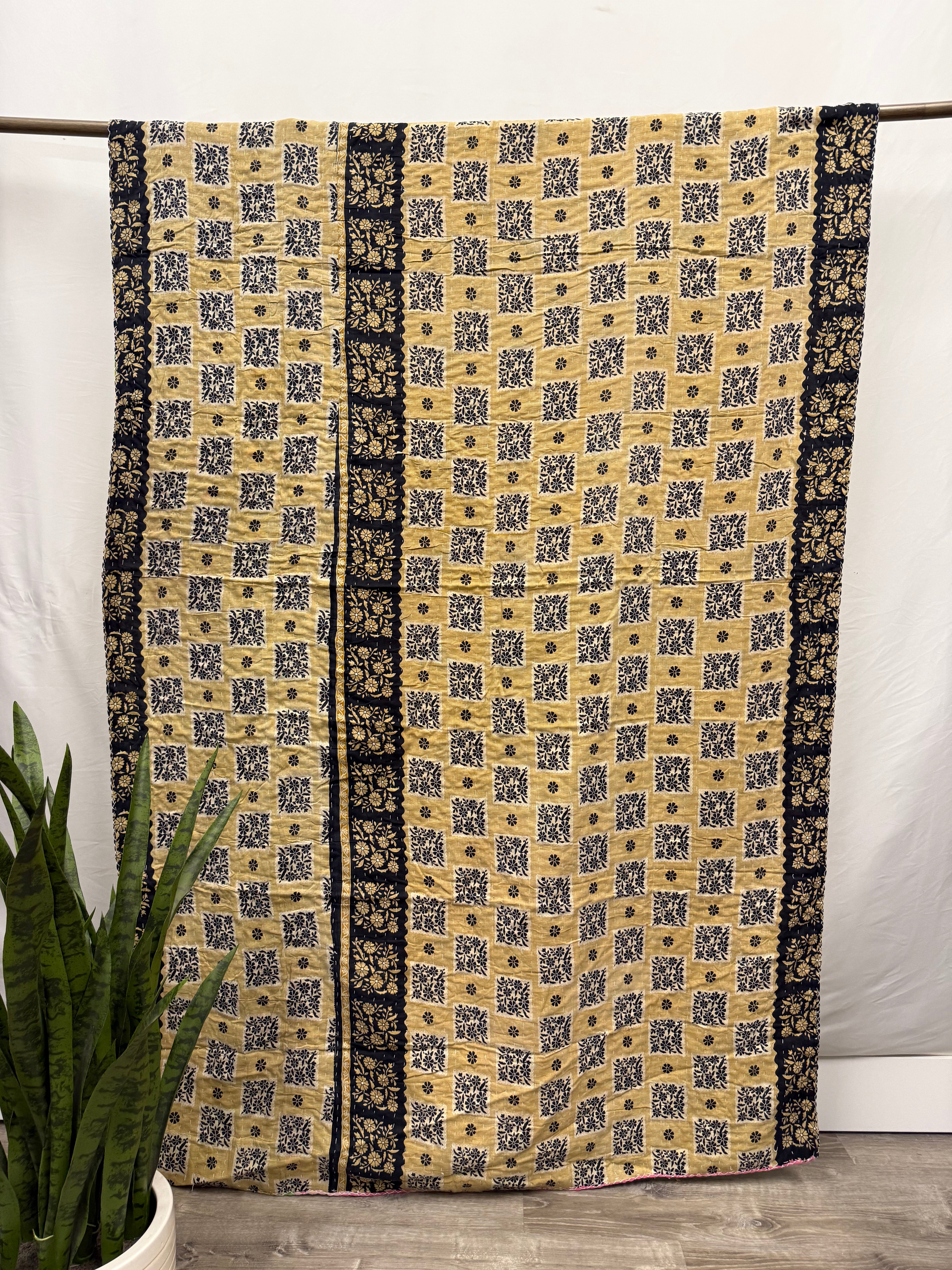 Twin Vintage Cotton Kantha Quilt