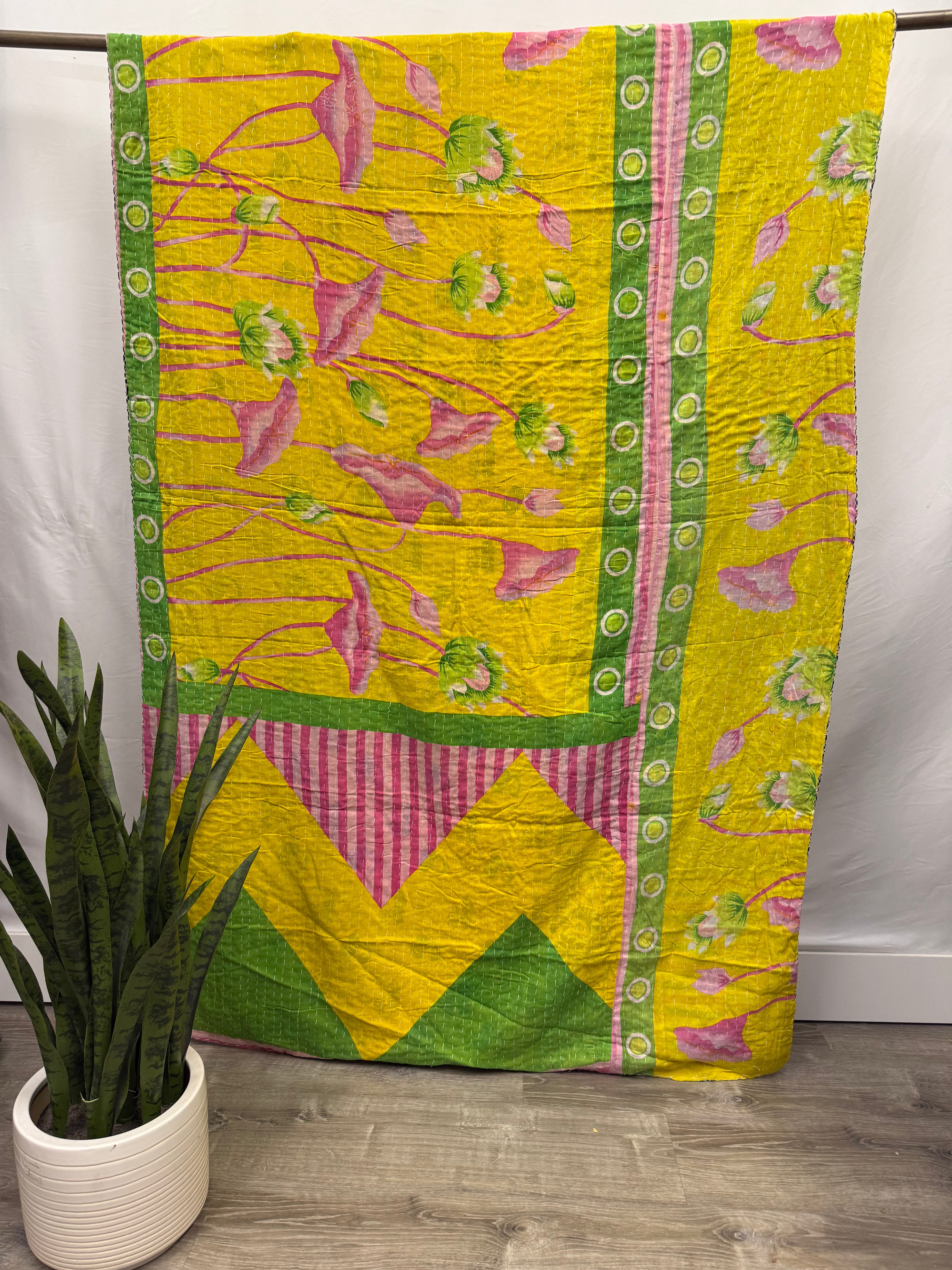Twin Vintage Cotton Kantha Quilt
