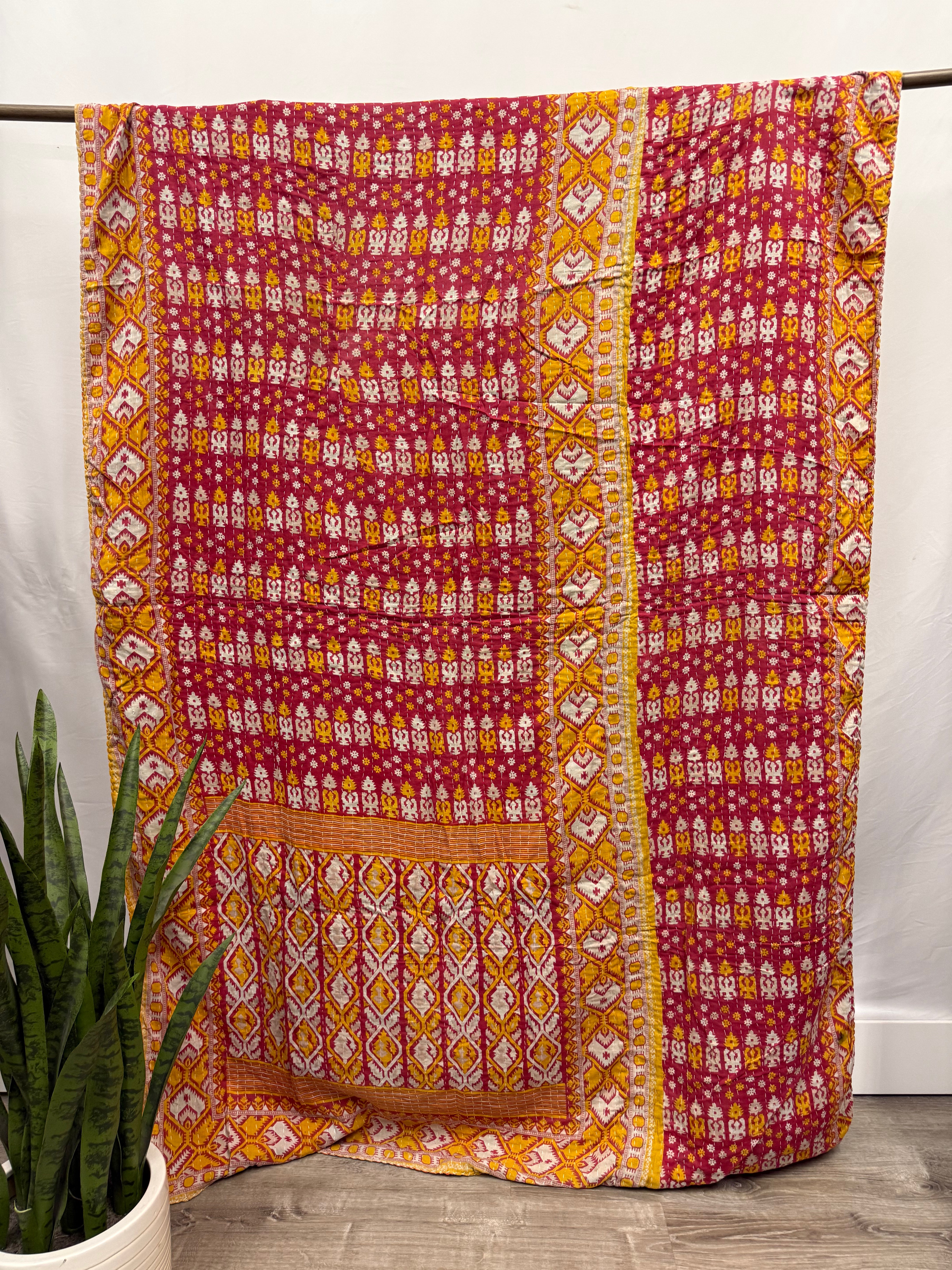 Twin Vintage Cotton Kantha Quilt
