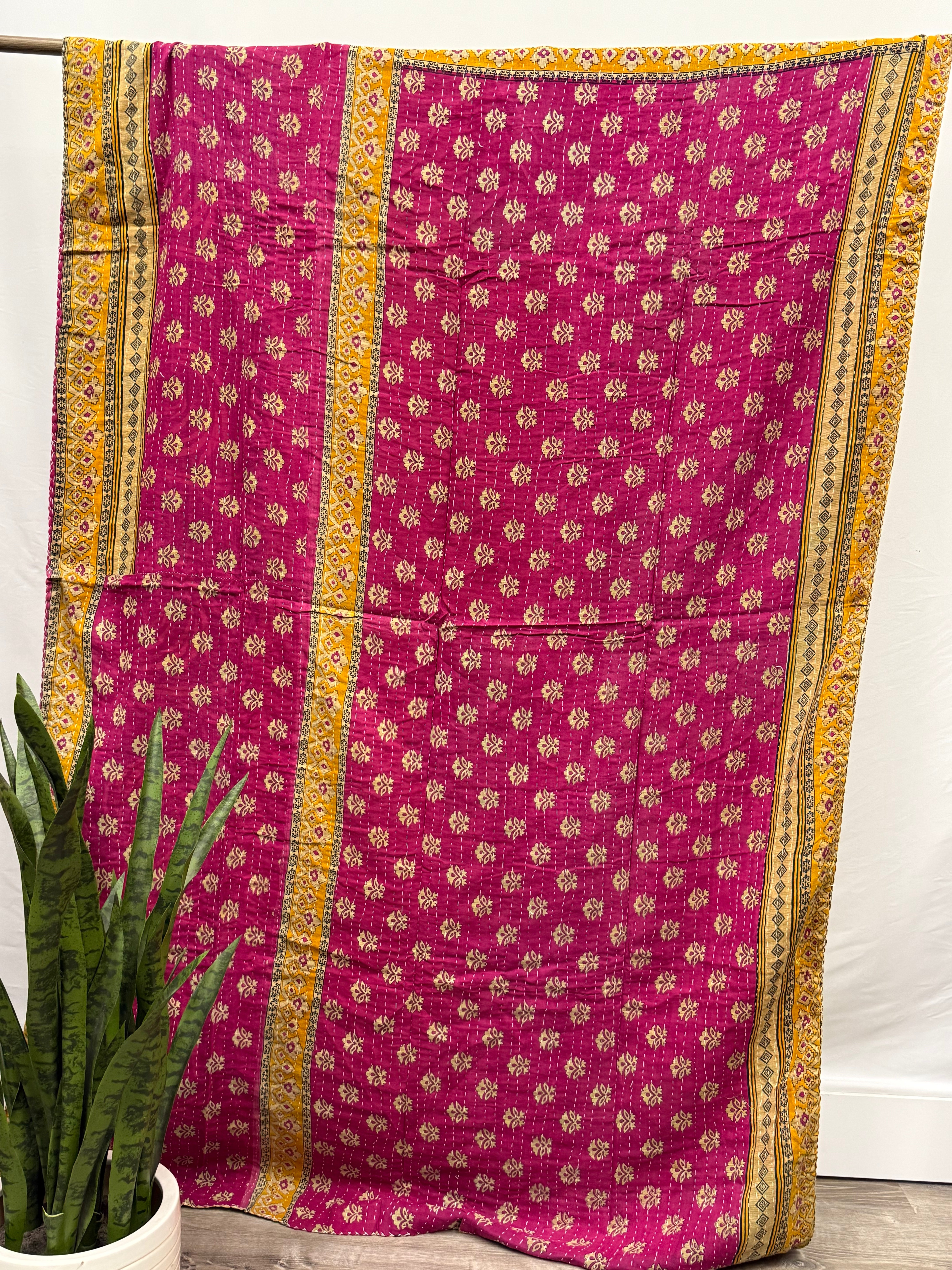 Twin Vintage Cotton Kantha Quilt