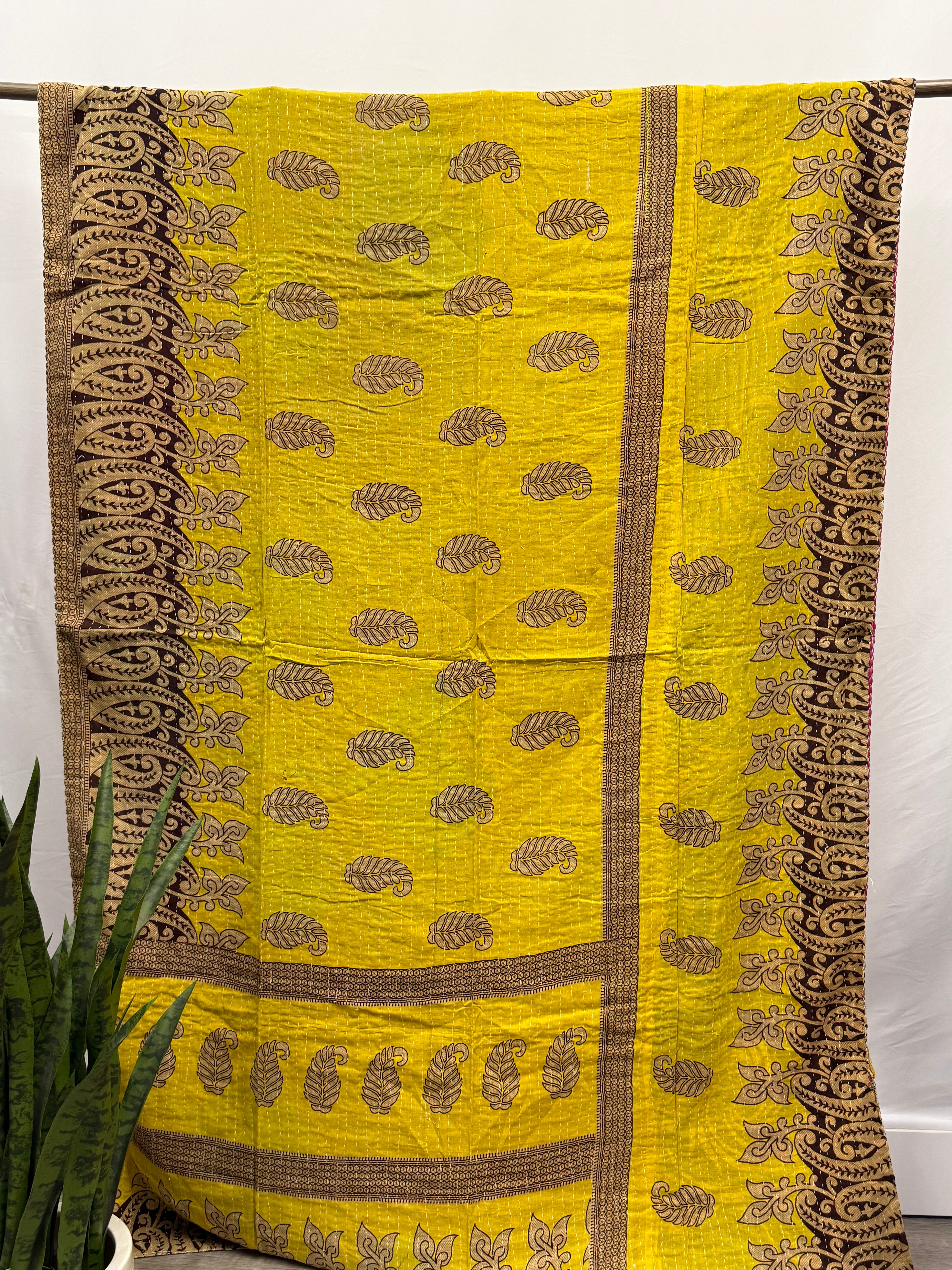 Twin Vintage Cotton Kantha Quilt