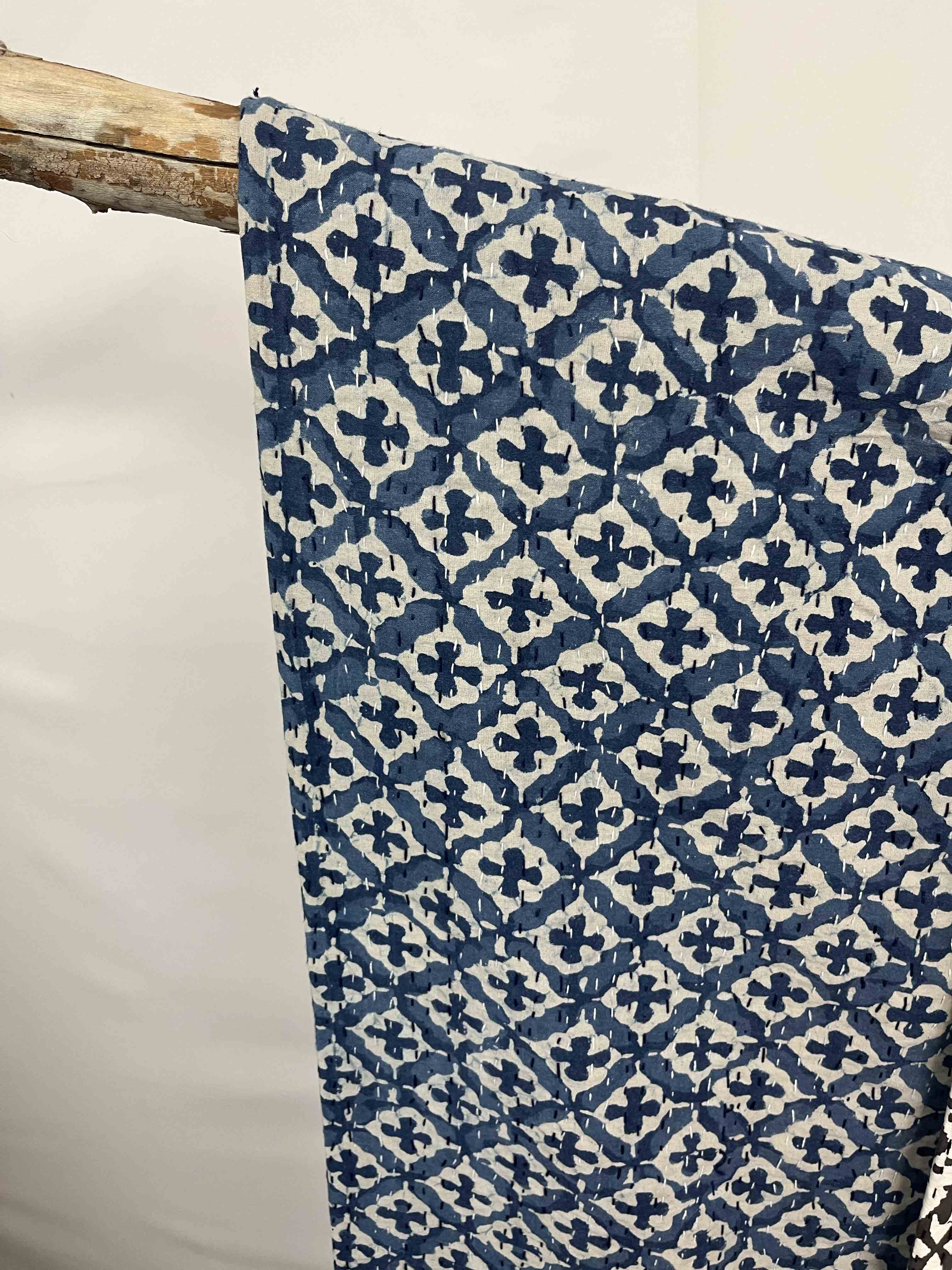 Block Print Cotton Kantha Quilt