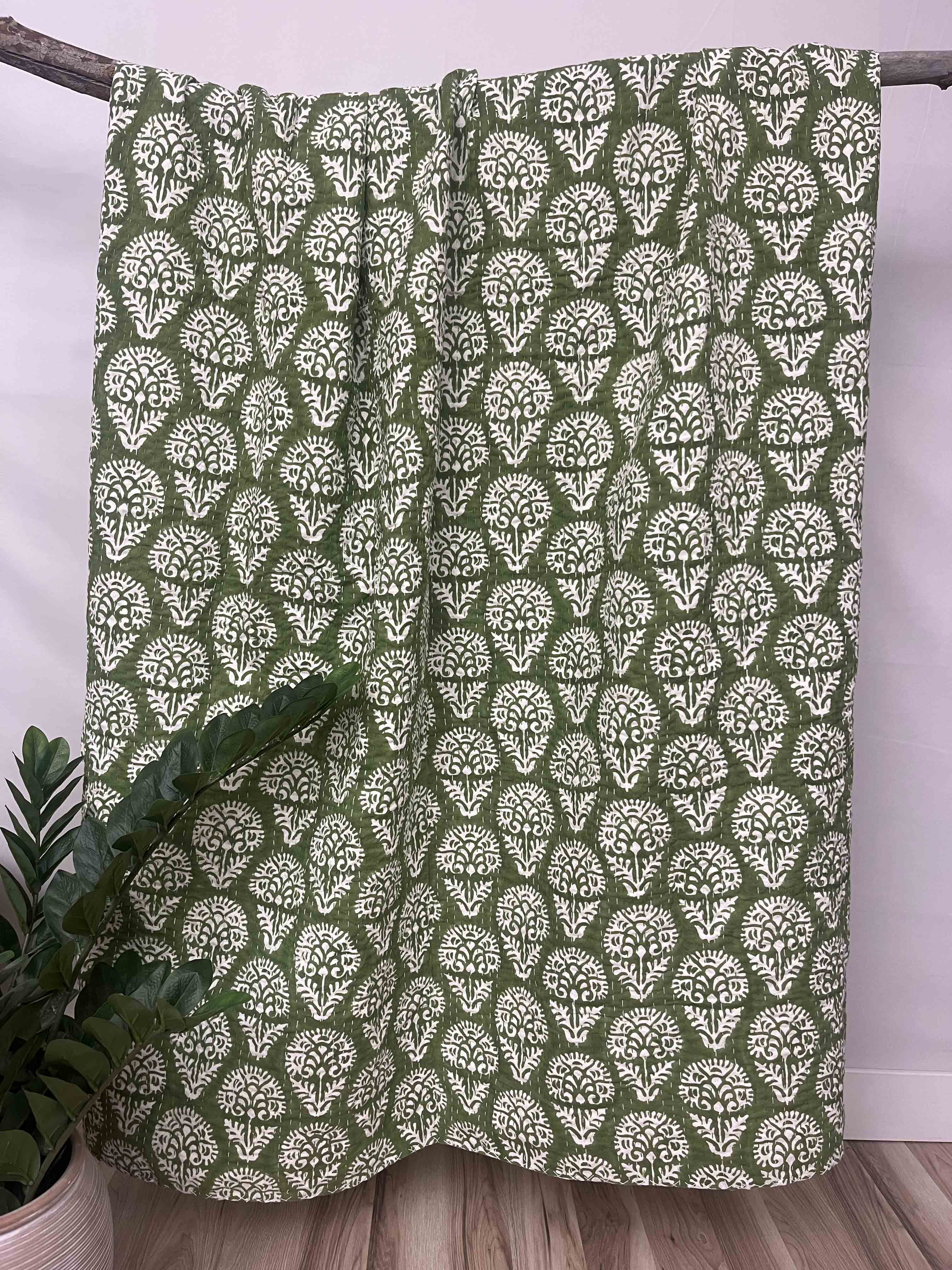 Block Print Cotton Kantha Quilt