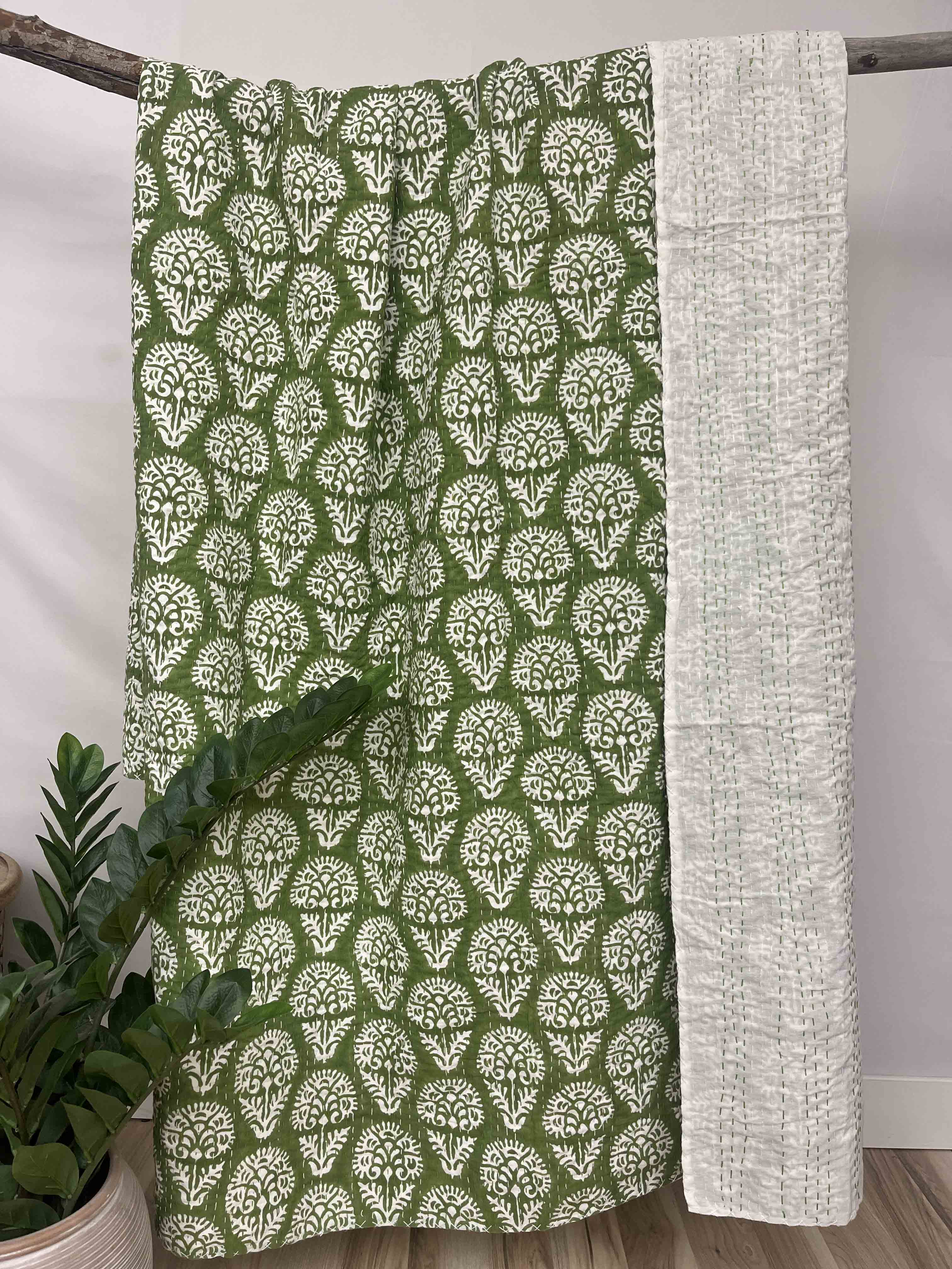 Block Print Cotton Kantha Quilt