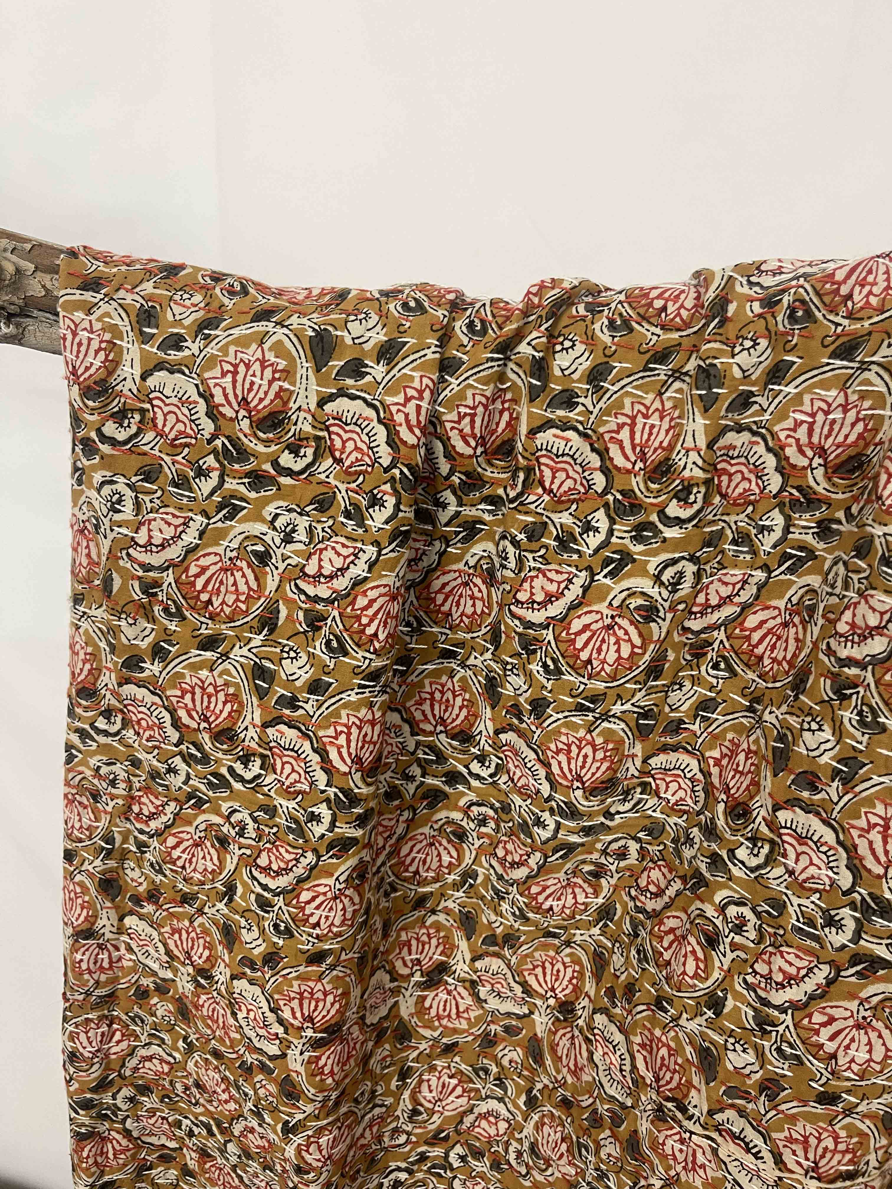 Block Print Cotton Kantha Quilt