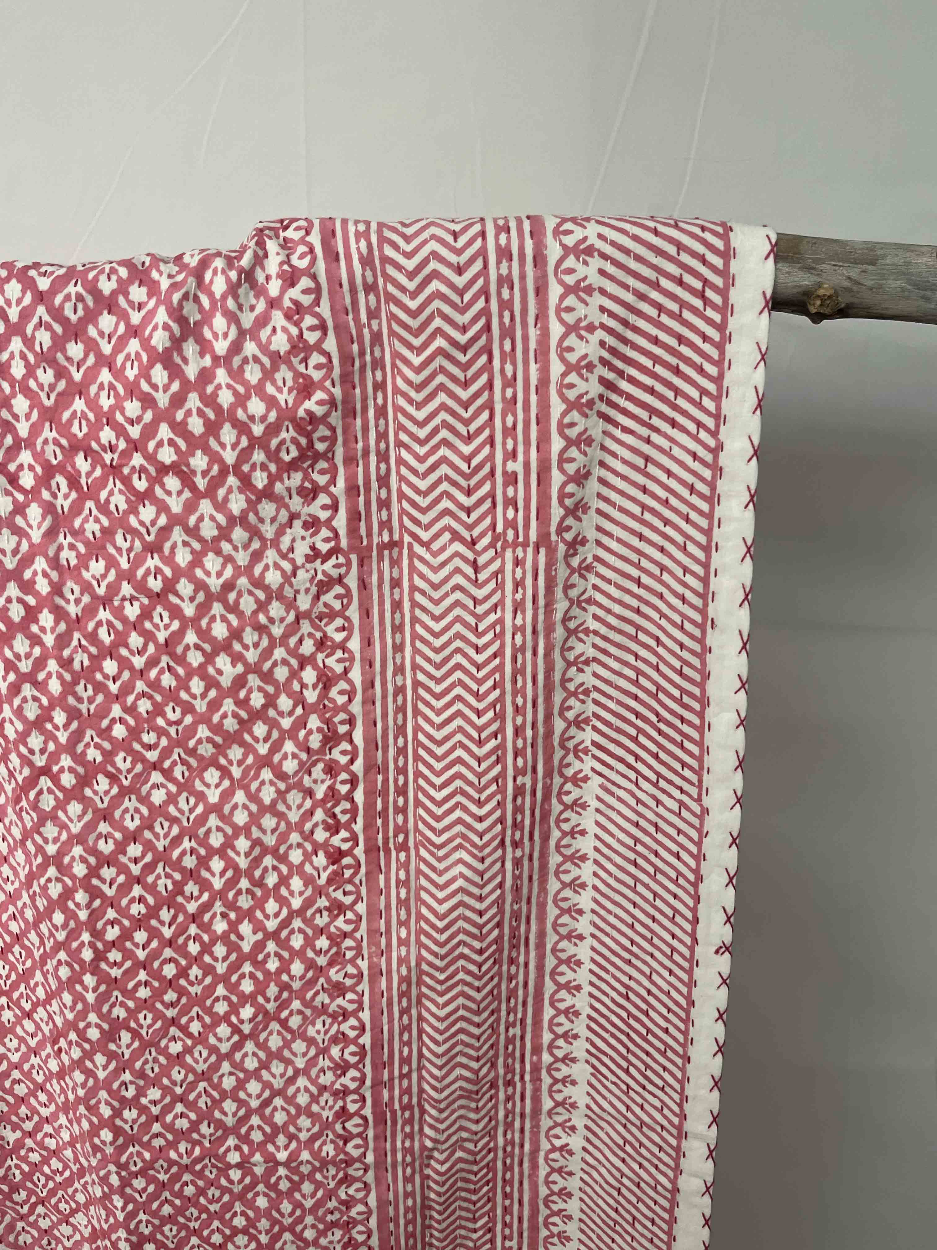 Block Print Cotton Kantha Quilt