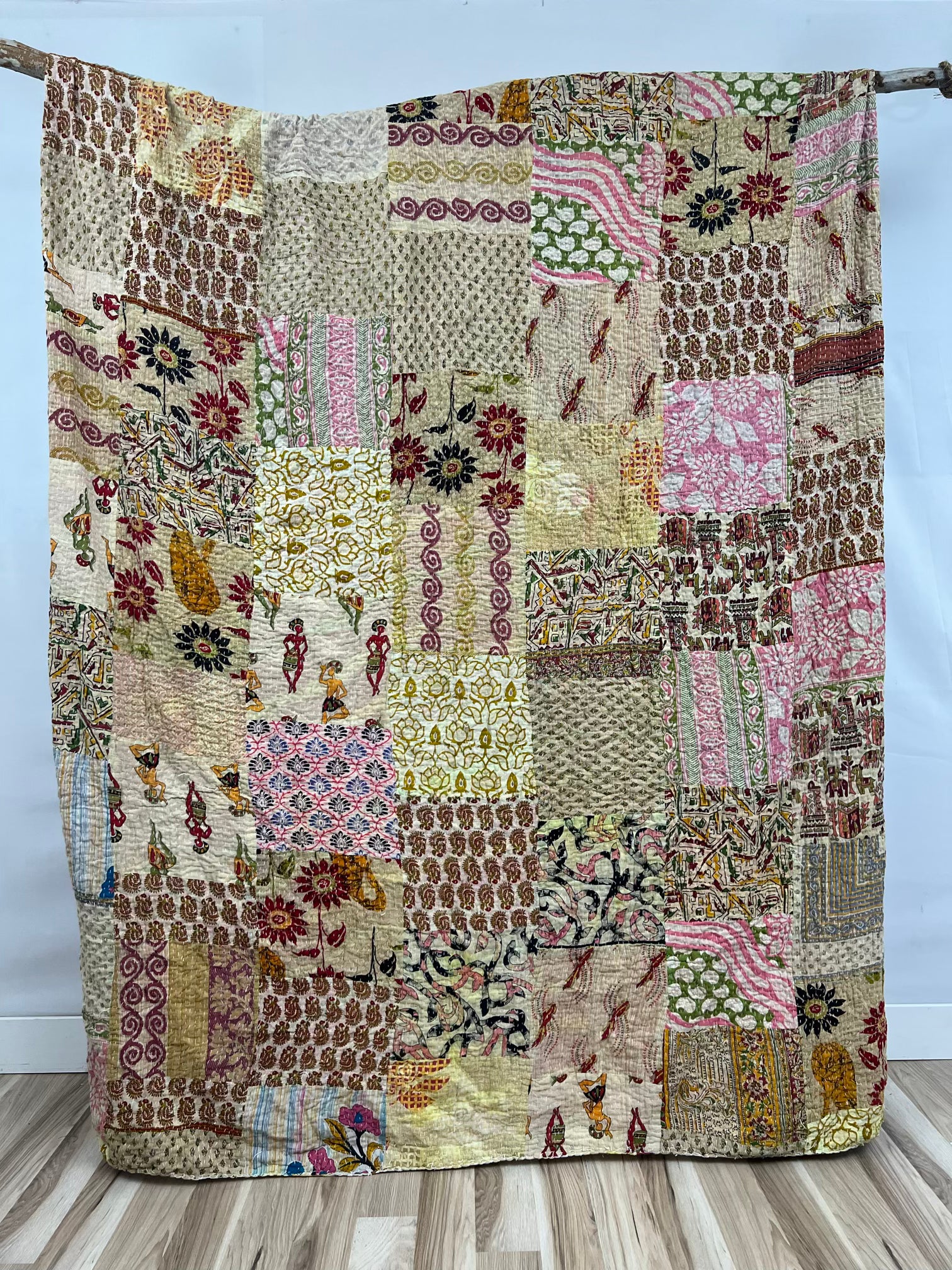 Patchwork Cotton Kantha Quilt King