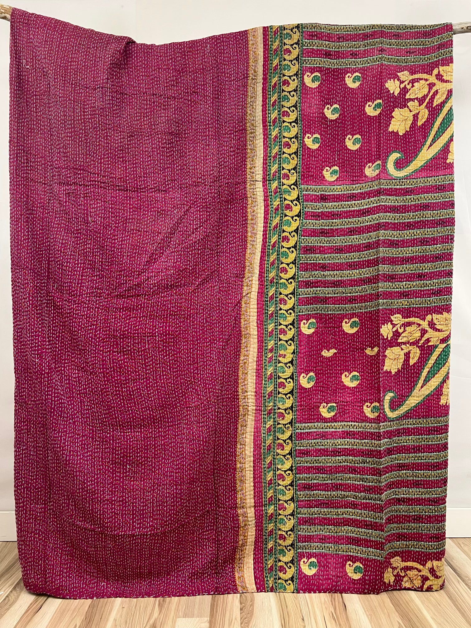 Patchwork Vintage Cotton Kantha Quilt - Queen