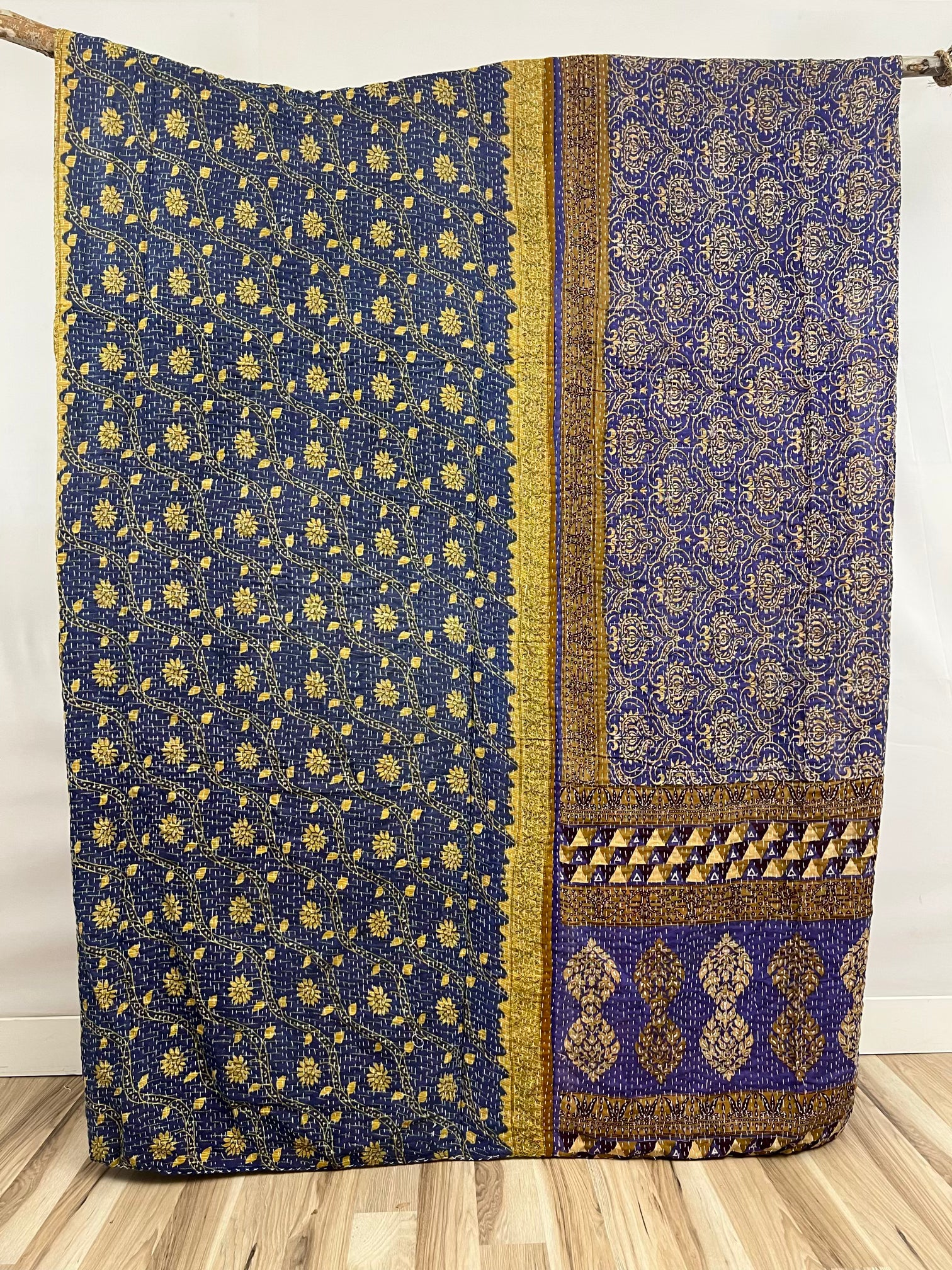 Patchwork Vintage Cotton Kantha Quilt - Queen