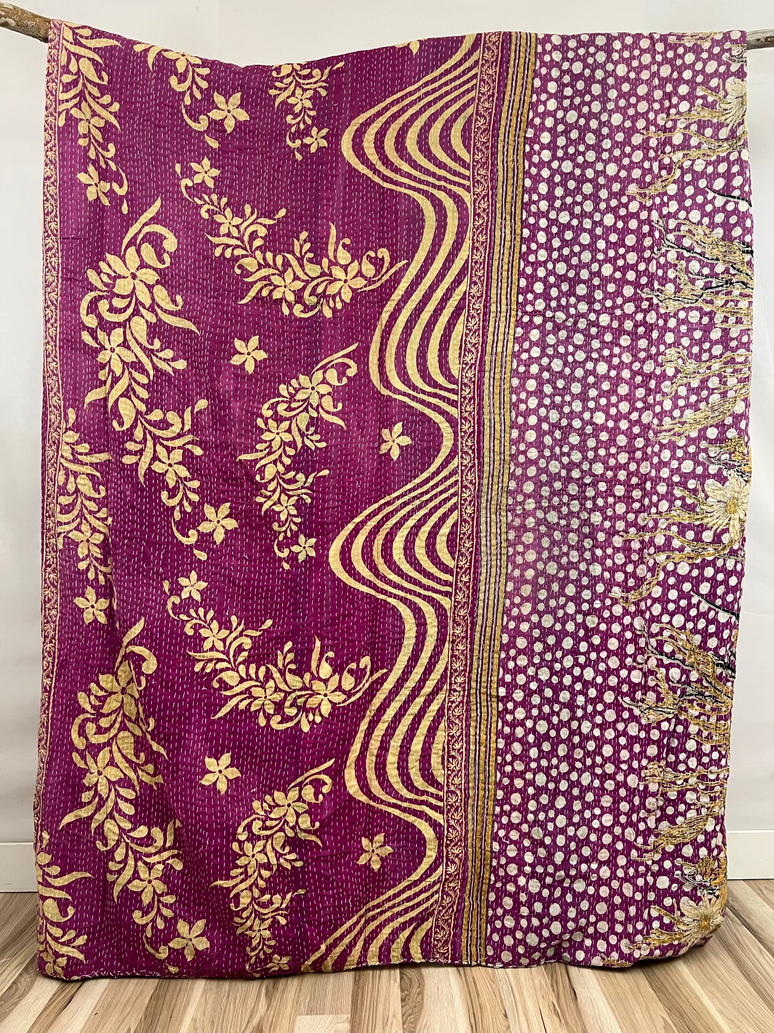 Patchwork Vintage Cotton Kantha Quilt - Queen