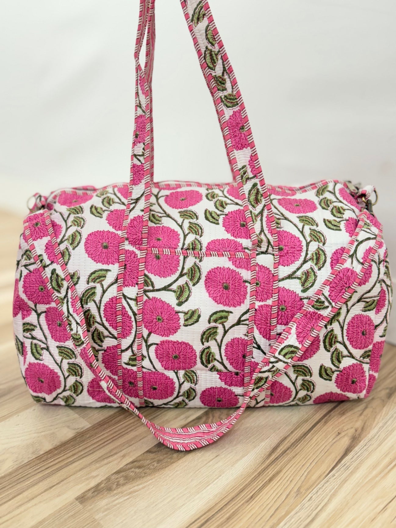Quilted Weekender / Duffel Bag (Pink Poppy)