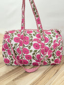 Quilted Weekender / Duffel Bag (Pink Poppy)