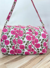 Quilted Weekender / Duffel Bag (Pink Poppy)