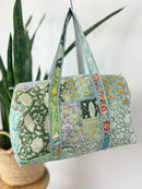 Quilted Weekender / Duffel Bag (Green Patchwork)