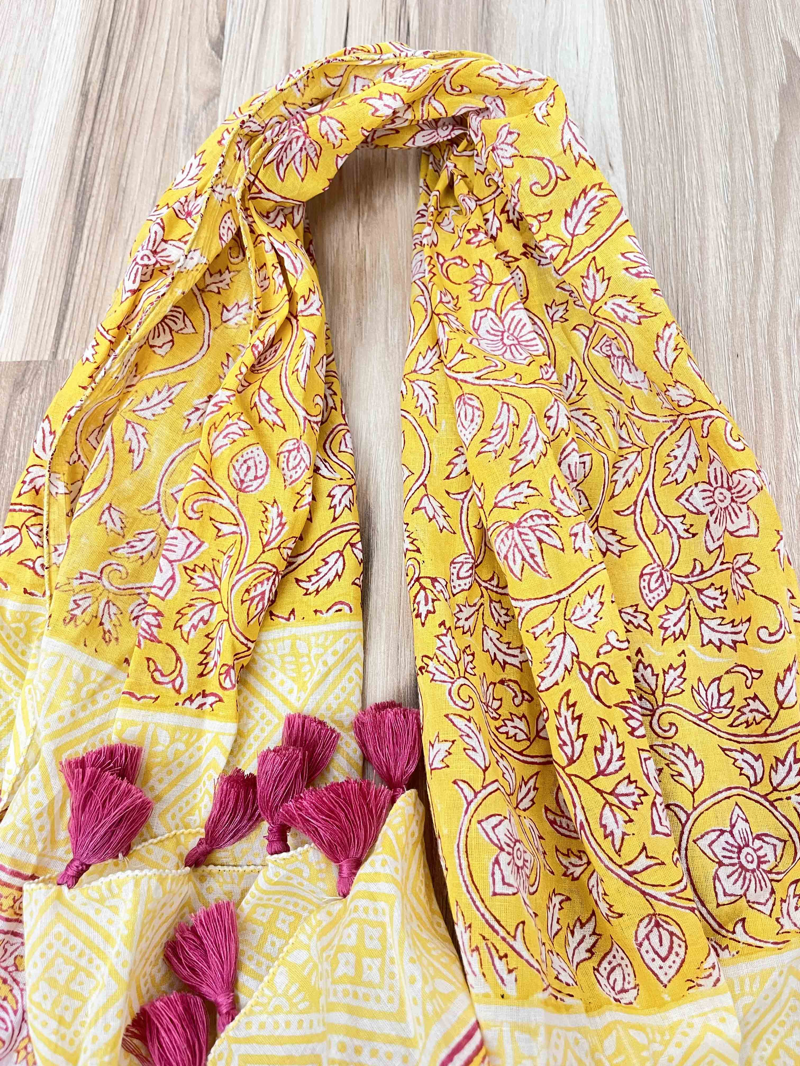 Block Print Scarf w/Tassles