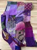 Purple Silk Kantha Quilt - Queen