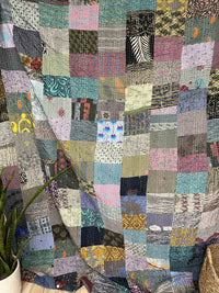 Grey Silk Kantha Quilt - Queen