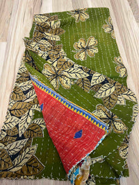 Vintage Cotton Kantha Quilt - Twin