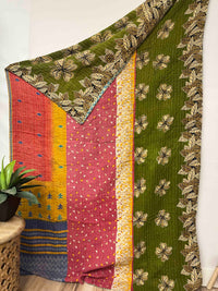 Vintage Cotton Kantha Quilt - Twin