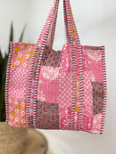 Pink Patchwork Quilted Tote