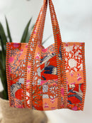 Orange Patchwork Quilted Tote