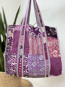 Purple Patchwork Quilted Tote