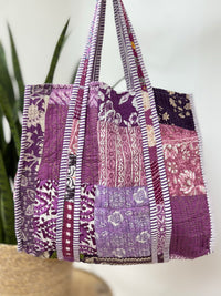 Purple Patchwork Quilted Tote