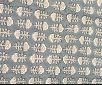Bagru Slate Petals Block Print Cotton Kantha Quilt