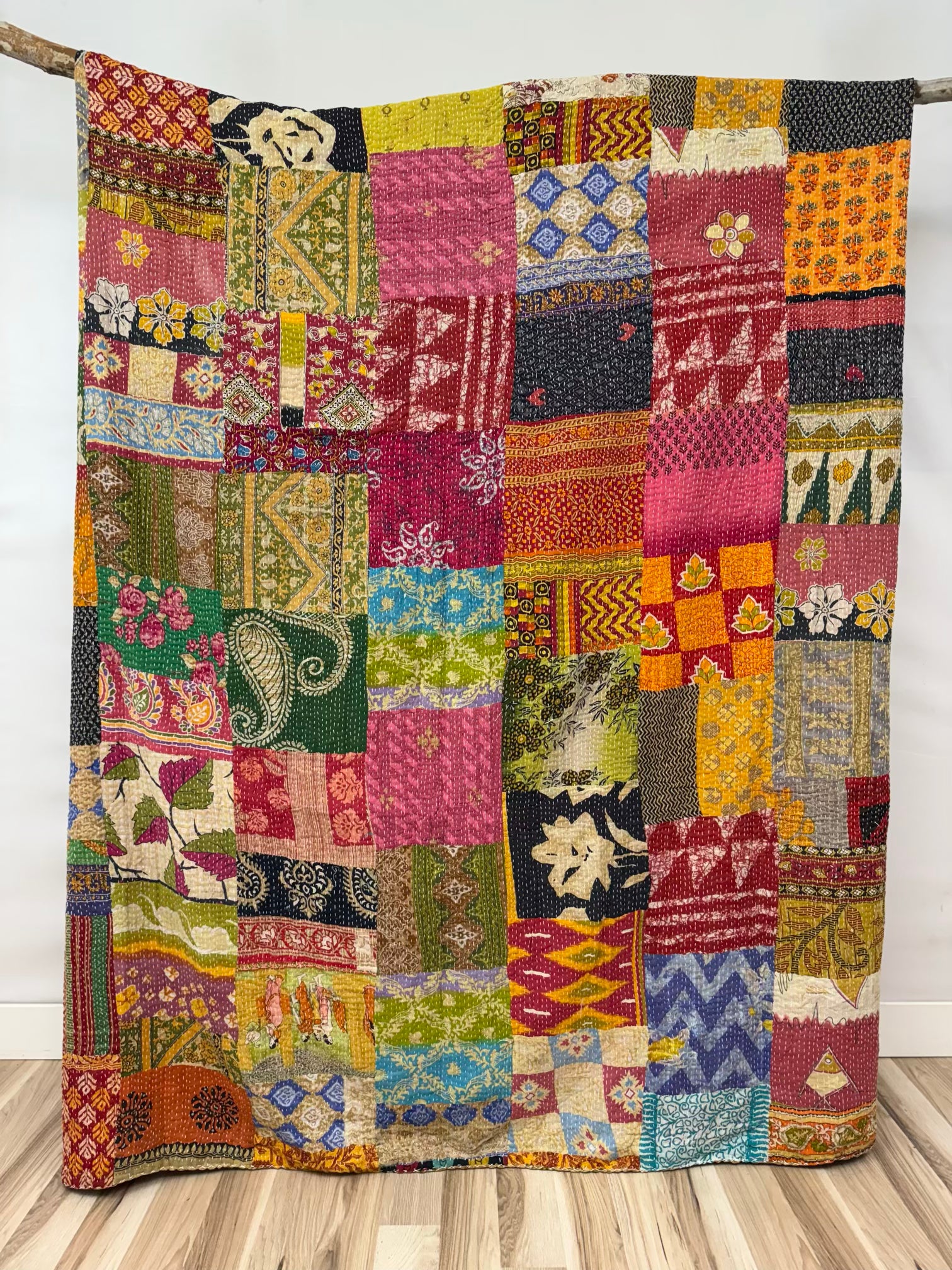 Patchwork Cotton Kantha Quilt King