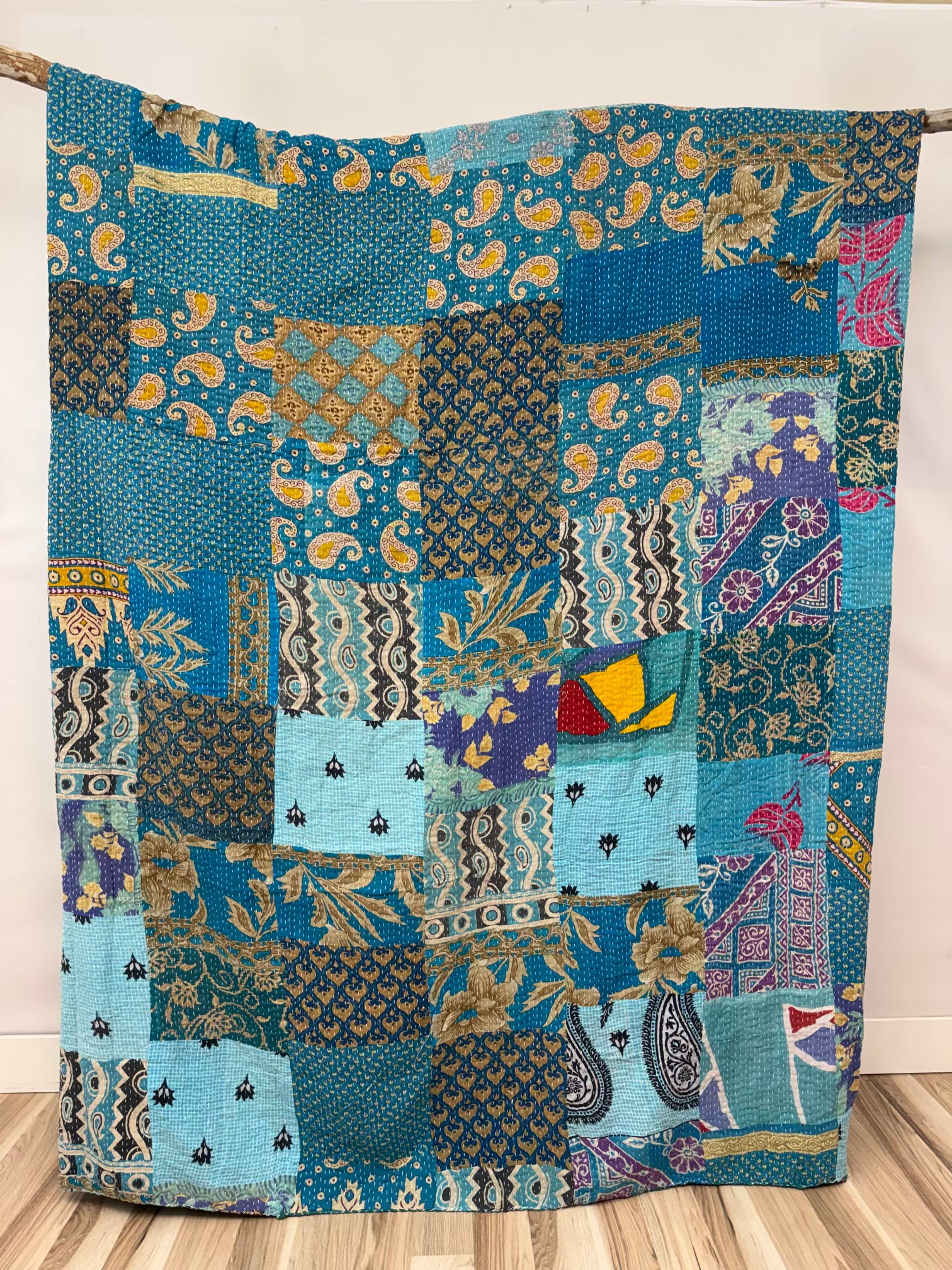 Patchwork Cotton Kantha Quilt King